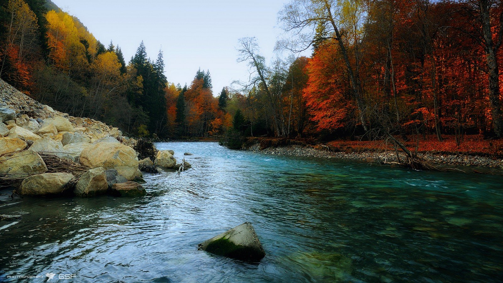 осень, река, горы, лес, заповедник, природа, пейзаж, Serj Master