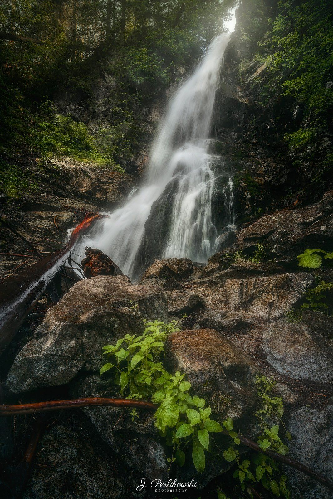 waterfall, mountains, summer, Jakub Perlikowski