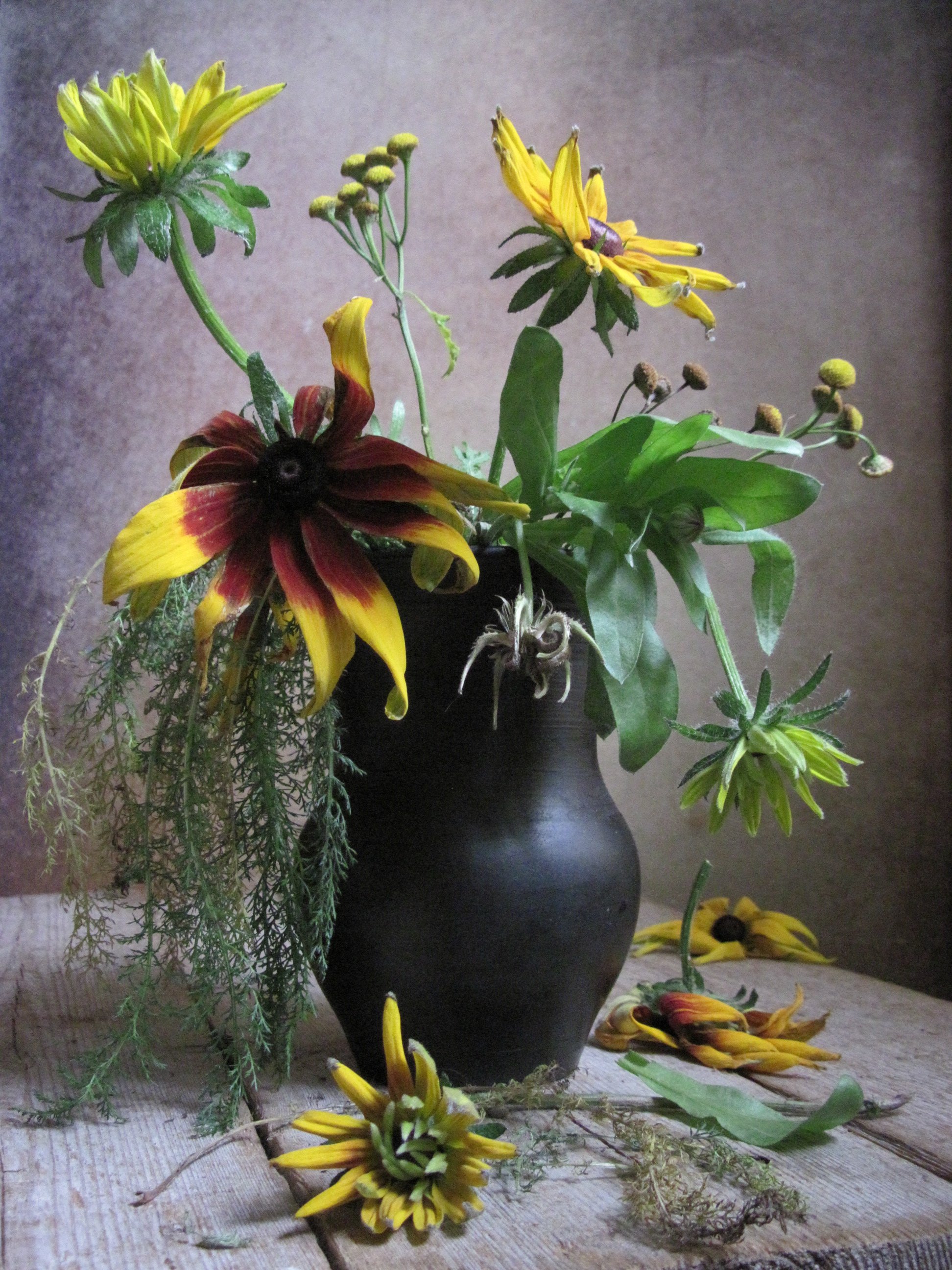 цветы, букет, рудбекия, кувшин, Наталия Тихомирова