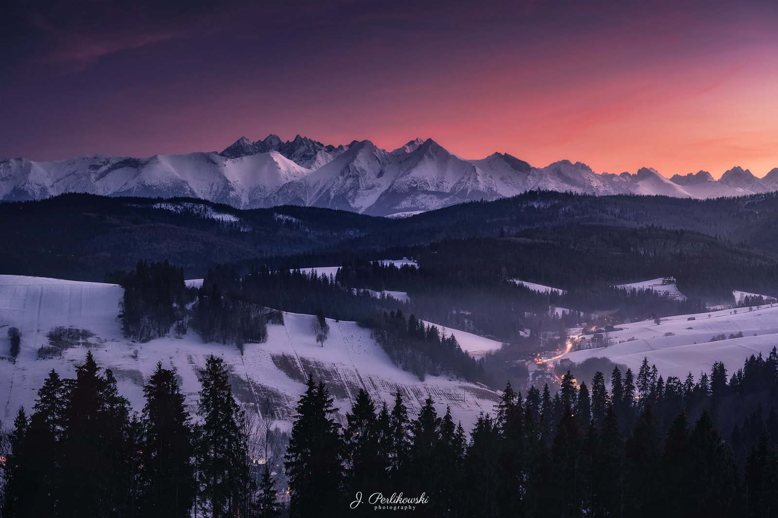 mountains, sunset, panorama, Jakub Perlikowski