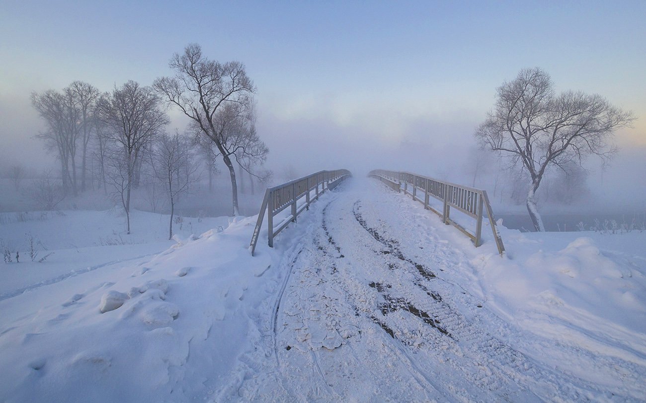 зима, утро, мост, истра, Михаил Агеев