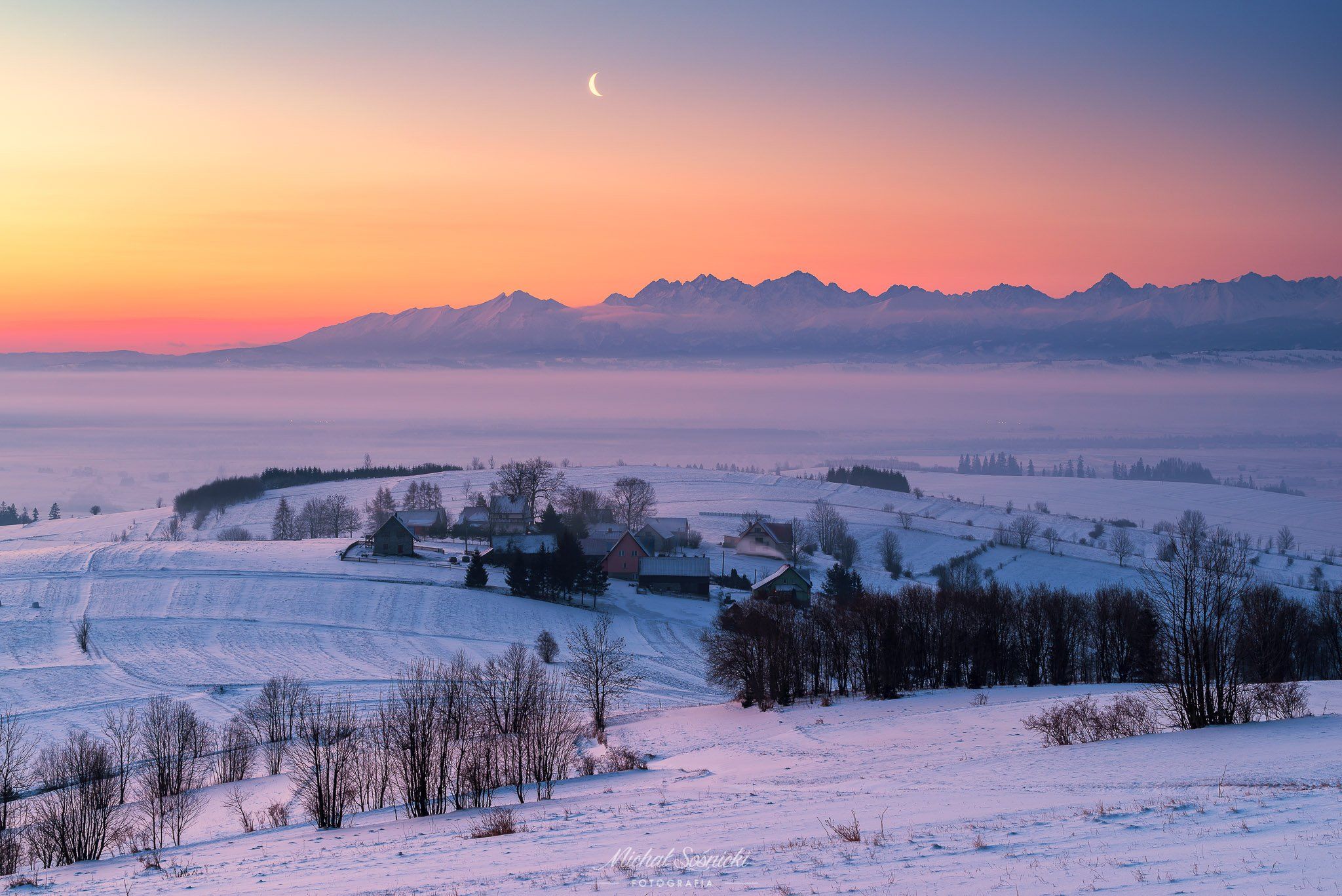 #mountains #poland #sunrise #snow #winter #morning #sky #beautiful #moon, Michał Sośnicki
