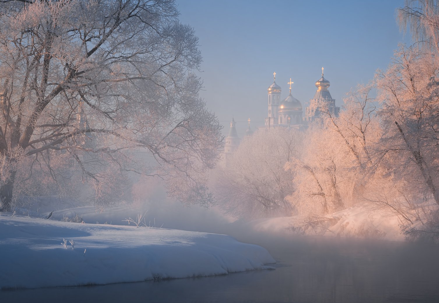 зима, рассвет, река, утро, пейзаж, истра, Виталий Левыкин