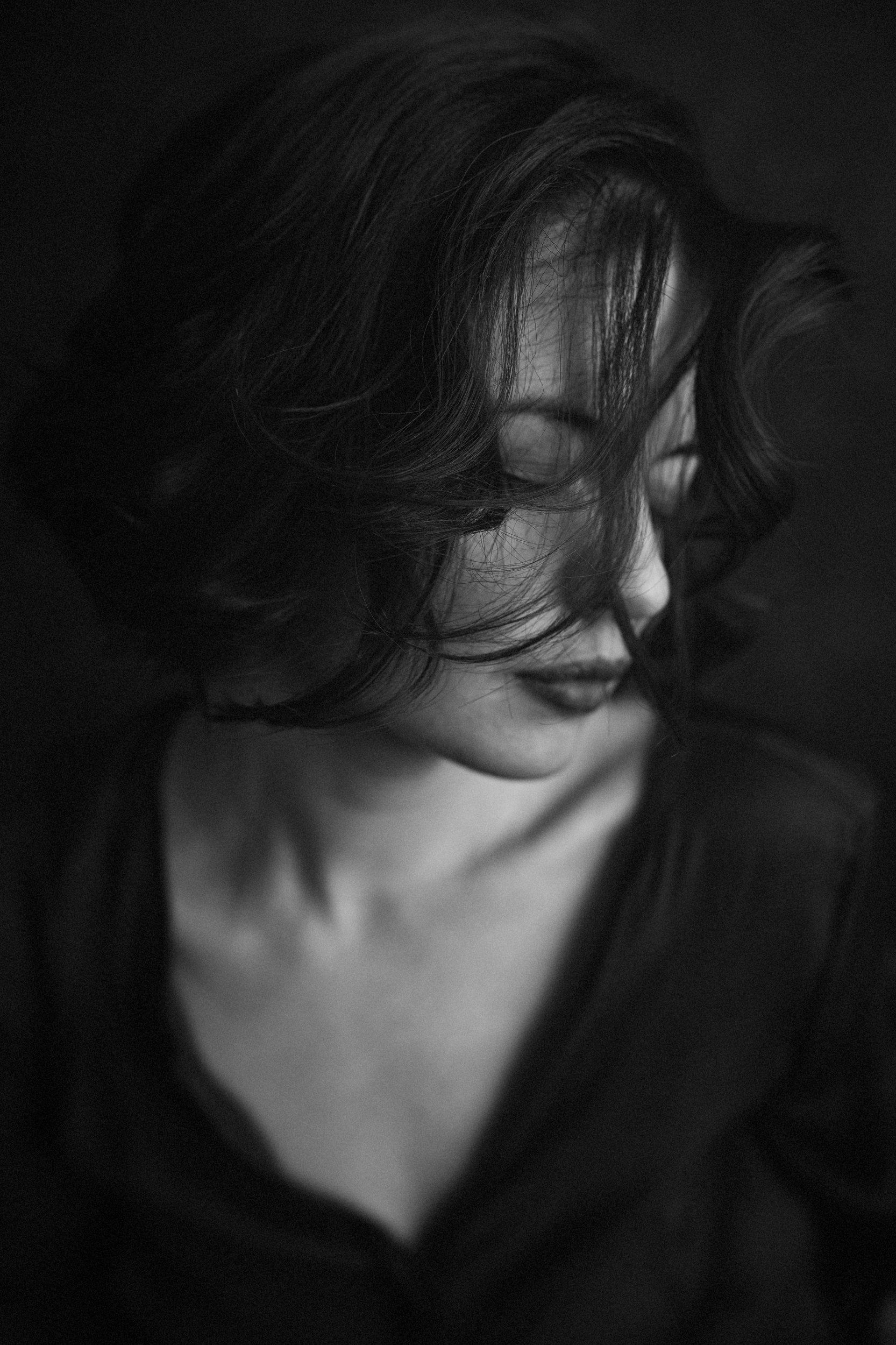 black and white photo. portrait. girl, Эдуард Никитюк