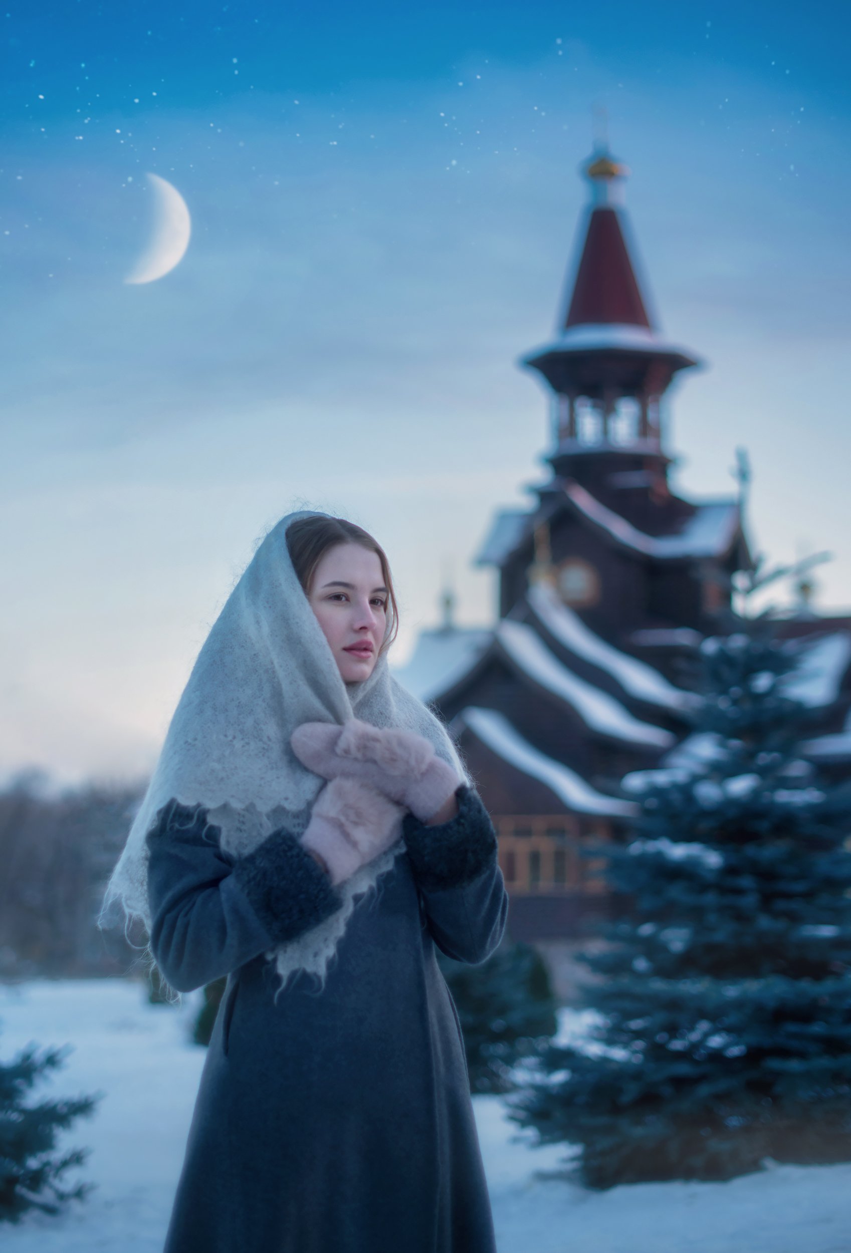 девушка, вечер, сказки, зима, winter, atmosphere, portrait, girl, woman, cold, Екатерина Лобанова