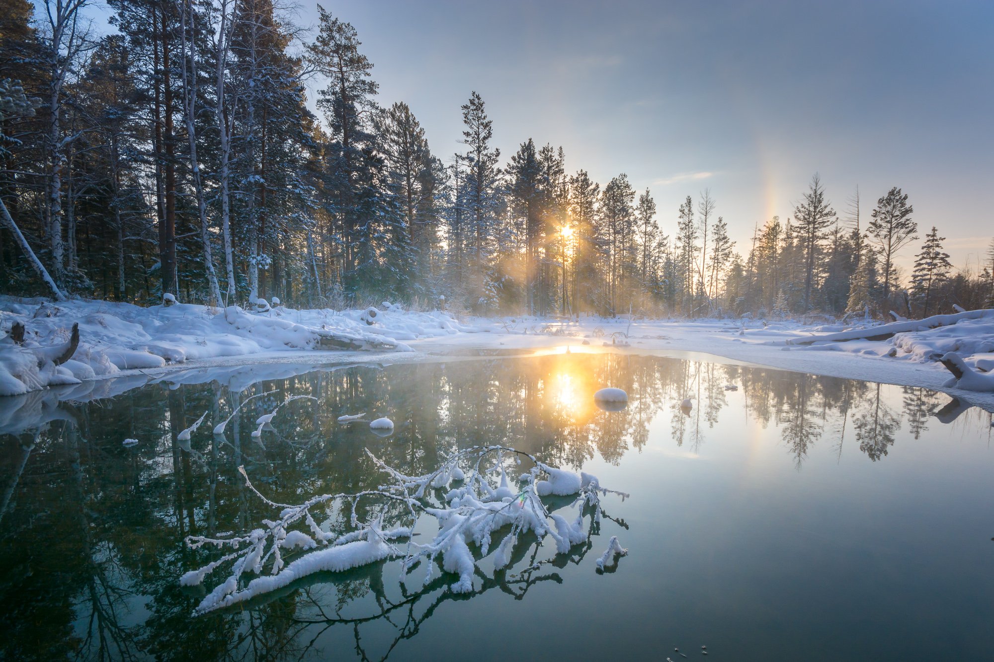 зима озеро мороз лес солнце , Жданов Дмитрий