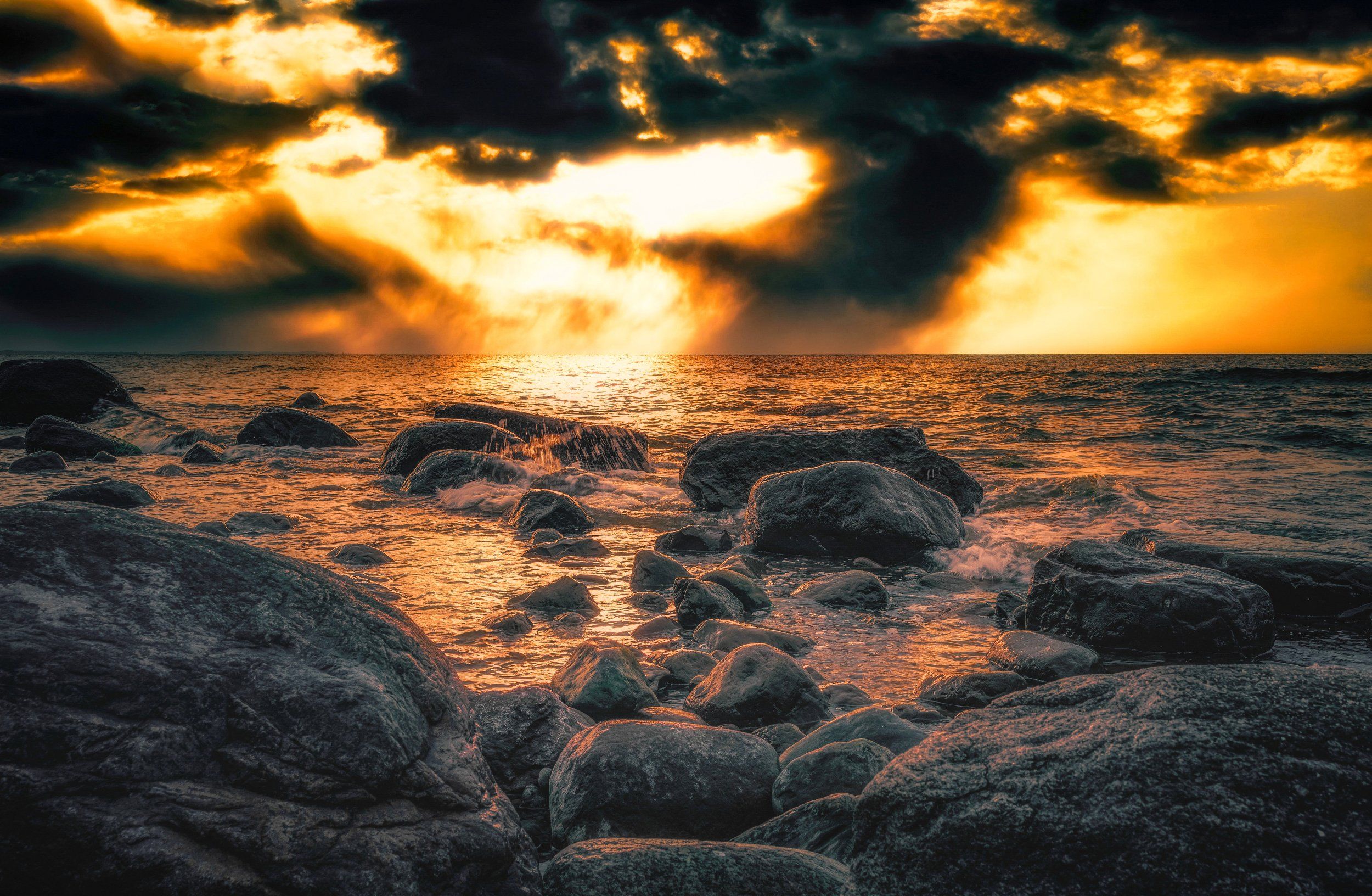 Sea, Landscape, Light, Nikon, Clouds, Sky, Summer, Water, Sea stones, , Krzysztof Tollas