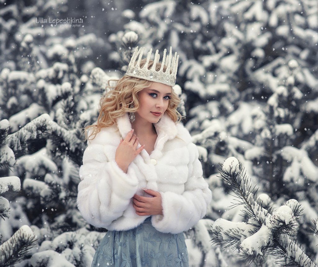 женская фотосессия снежная королева красивая девушка зима сказка, Юлия Лепёшкина