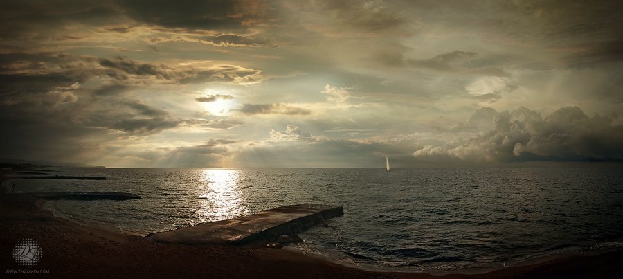 www.zhamkov.com, жамков, пейзаж, закат, море, облако, отражение, fine end of day, Дмитрий Жамков