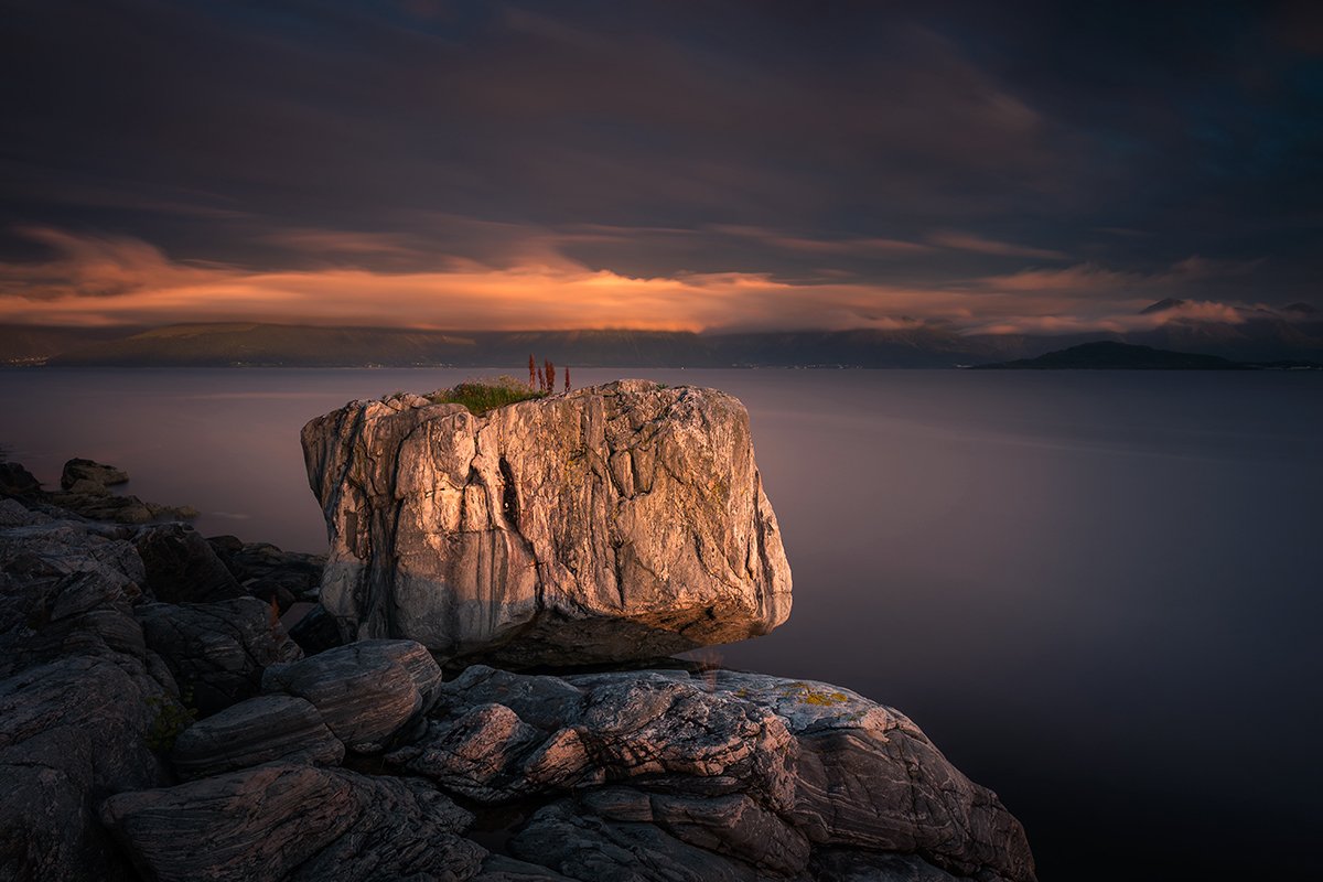 norway,landscape,mountains,sunset,stone,rock,sea, Tomek Orylski