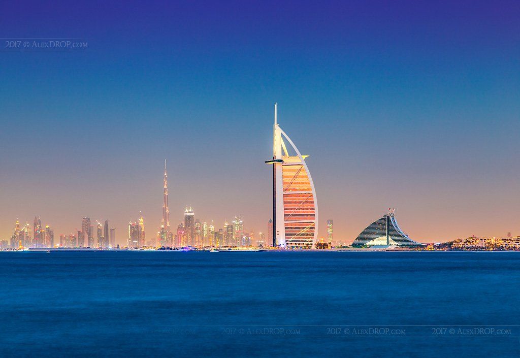 canon, postcard, picturesque, landmark, dubai, uae, arab, emirates, travel, urban, architecture, iconic, seescape, blue hour, AlexDROP