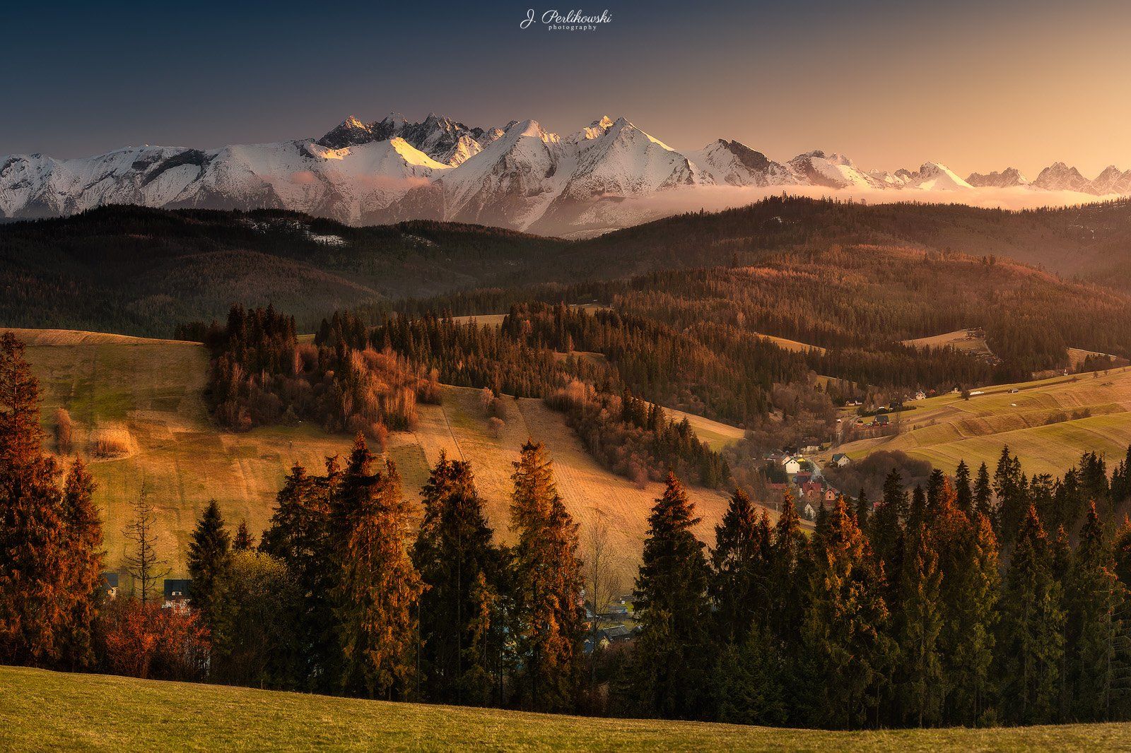 mountains, hills, sunset,, Jakub Perlikowski