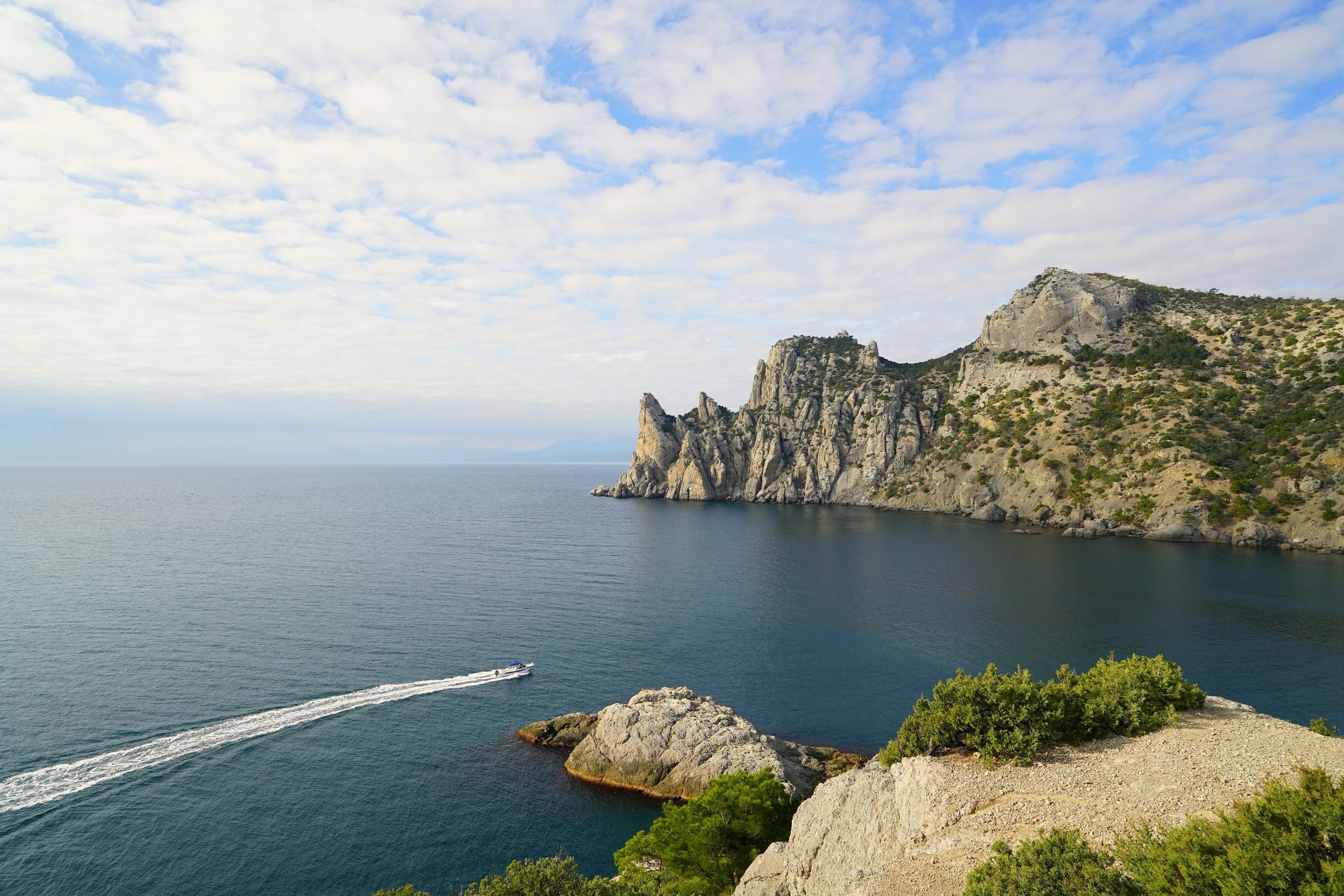 sea, horizon, coast, morning, mountain, rock, landscape, nature, Сергей Андреевич