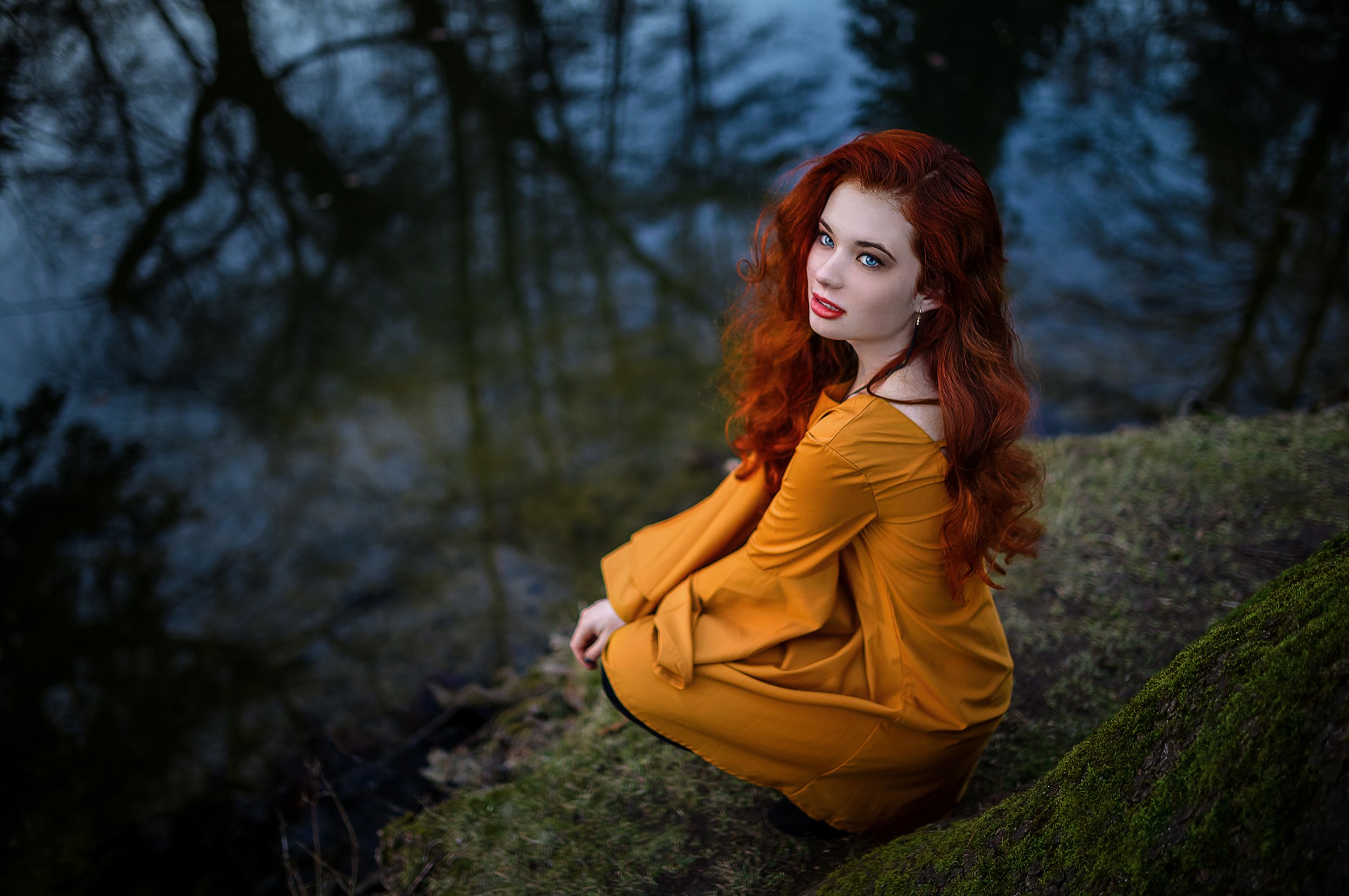 девушка рыжая природа лес портрет, Александр Шелегов