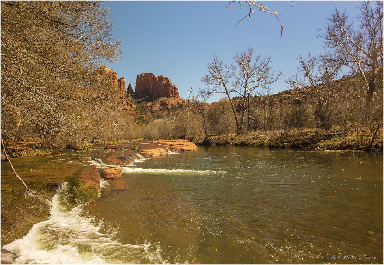 Arizona, Cathedral Rock, March, Nature, Rock, Sedona, Sky, Spring, Usa, Water, Michael Latman