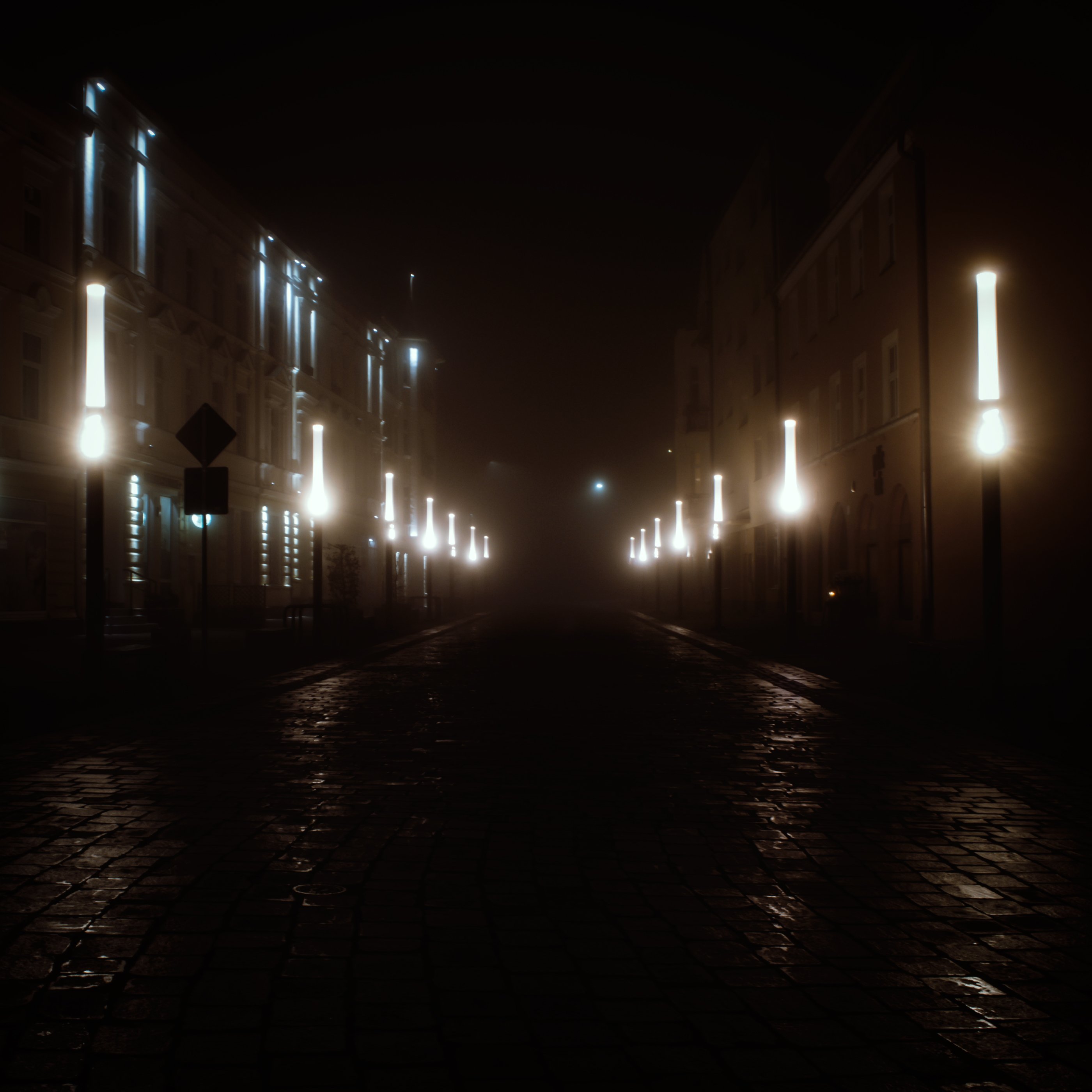 Architecture  City  Night  No People  street  fog  in the dark  lamps  moisture  lamp light nikon, Krzysztof Tollas