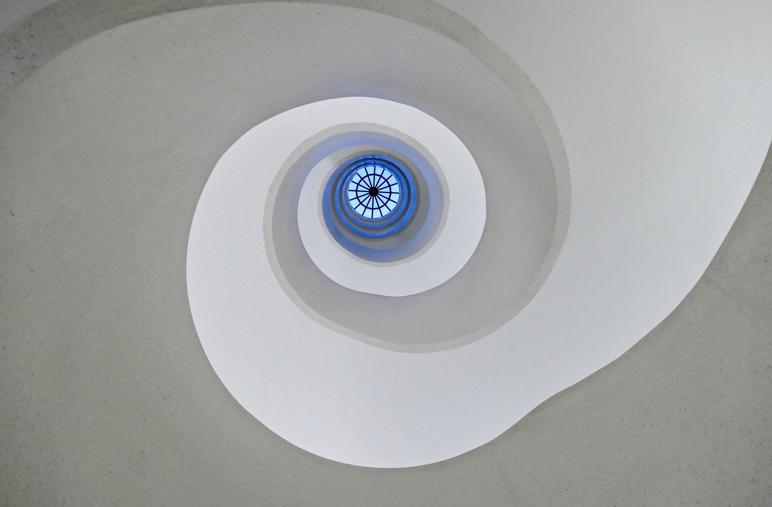 City/Architecture, geometry, blue, staircase, spiral, window, city, , Svetlana Povarova Ree