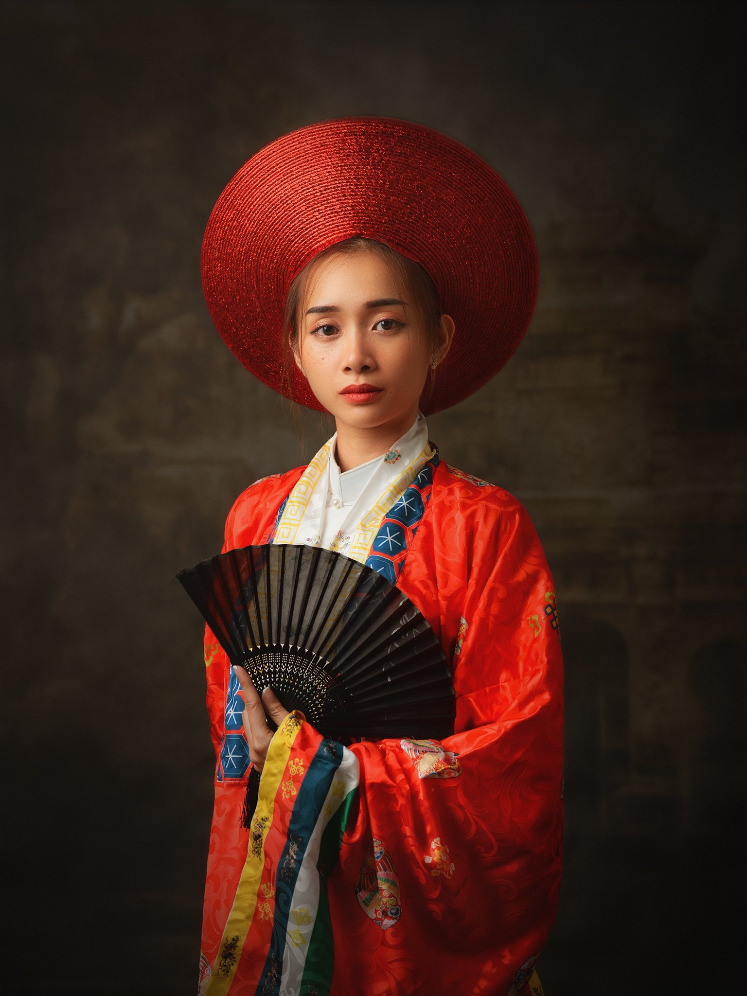 portrait, woman, female, beauty, face, vietnamese, asian, girl, studio, traditional dress, dress, staged, white, Hoang Viet Nguyen