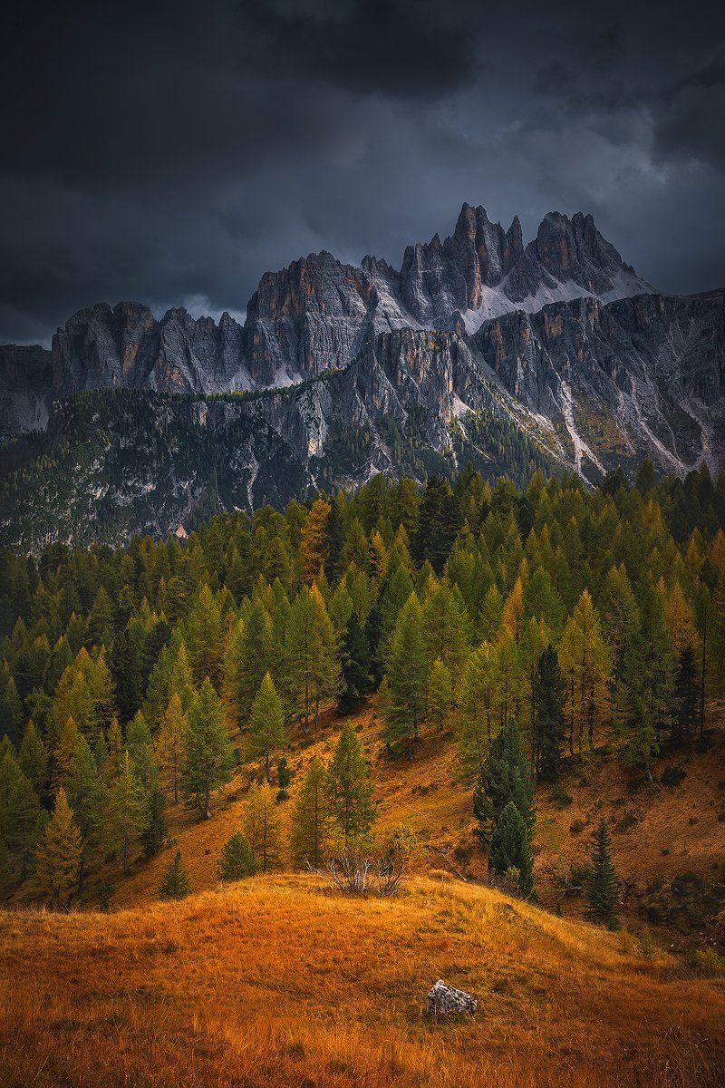 autumn, dolomiti, sky, clouds, tree, forest, italy landscape , Roberto Pavic