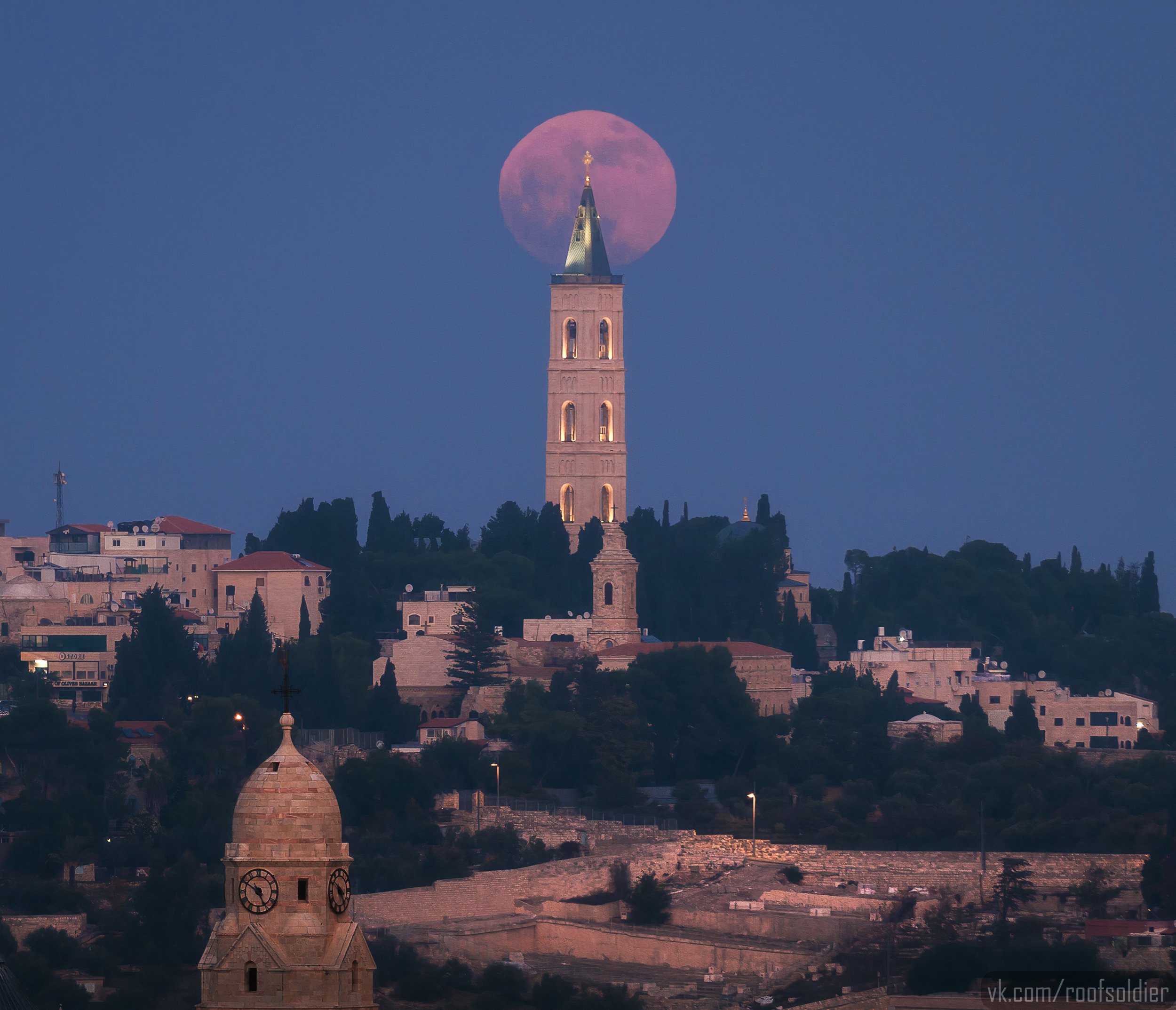 Jerusalem, moon, full moon, city, cityscape, palestine, israel, architecture, church, Голубев Алексей