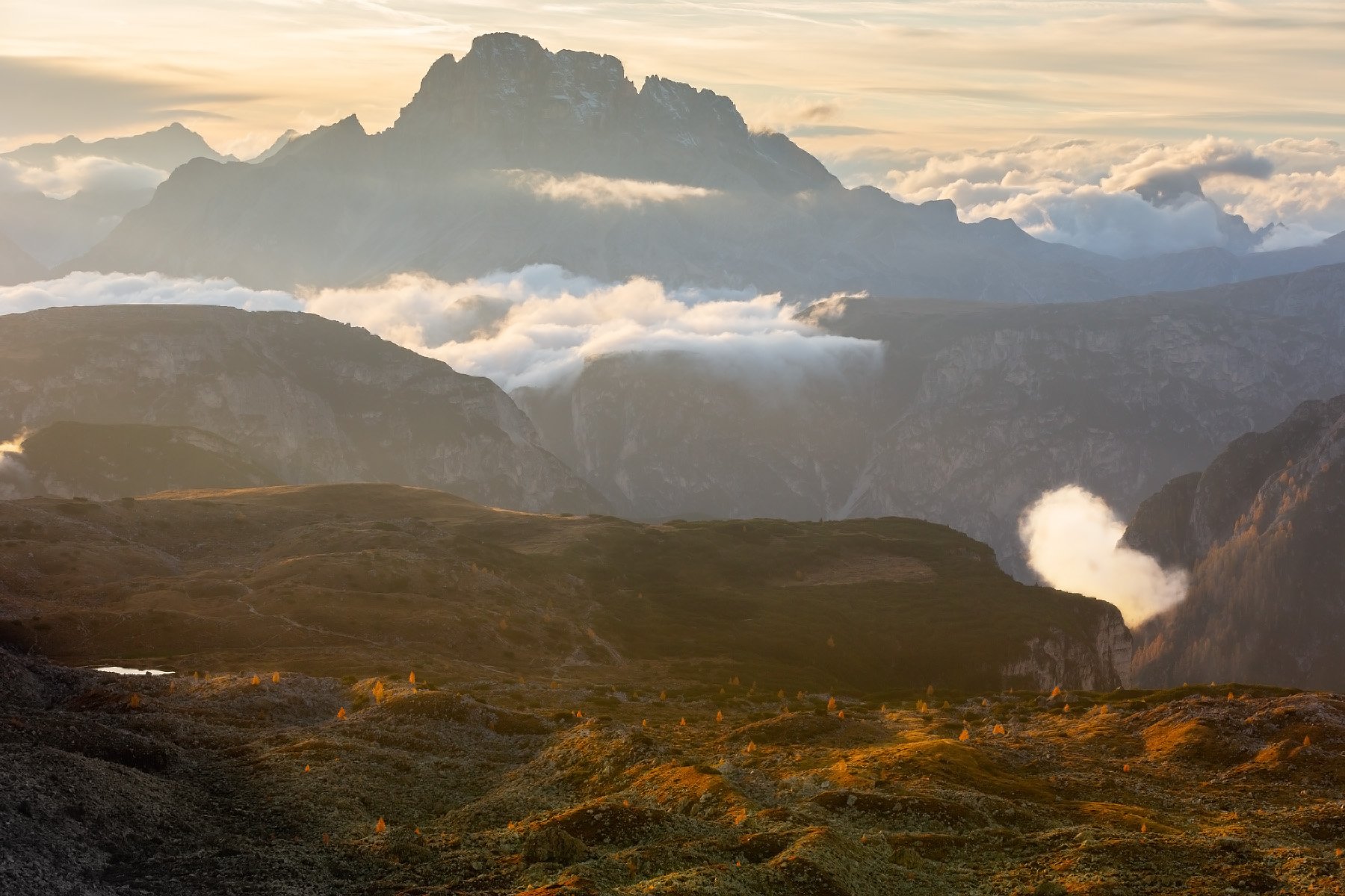 италия, доломиты, горы, облака, закат, осень, природа, landscape, italy, dolomites, Геннадий Финенко