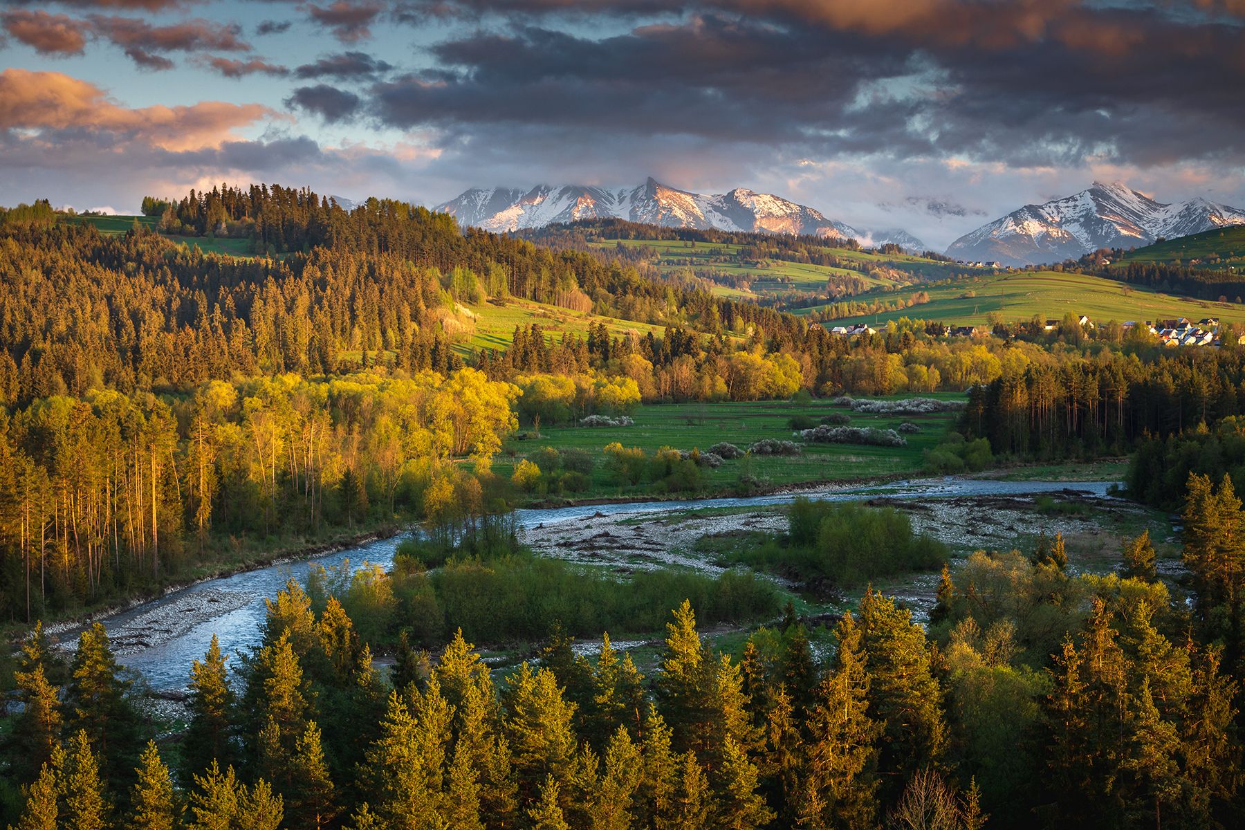 mountains, spring, poland, slovakia, sunset, Michał Kasperczyk