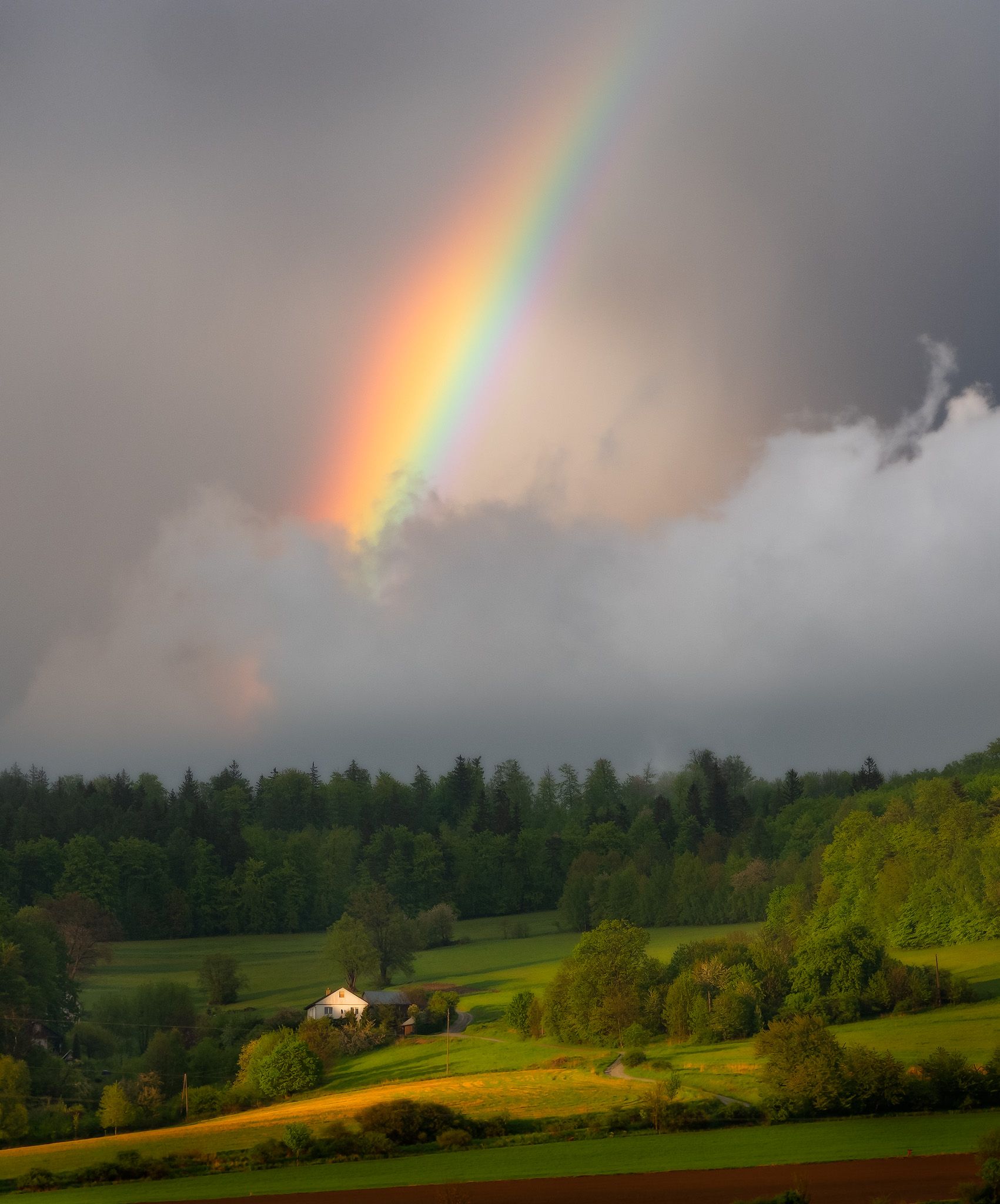 Landscape, Rainbow, Storm, Poland, Polish moutain, Mateusz Malinowski