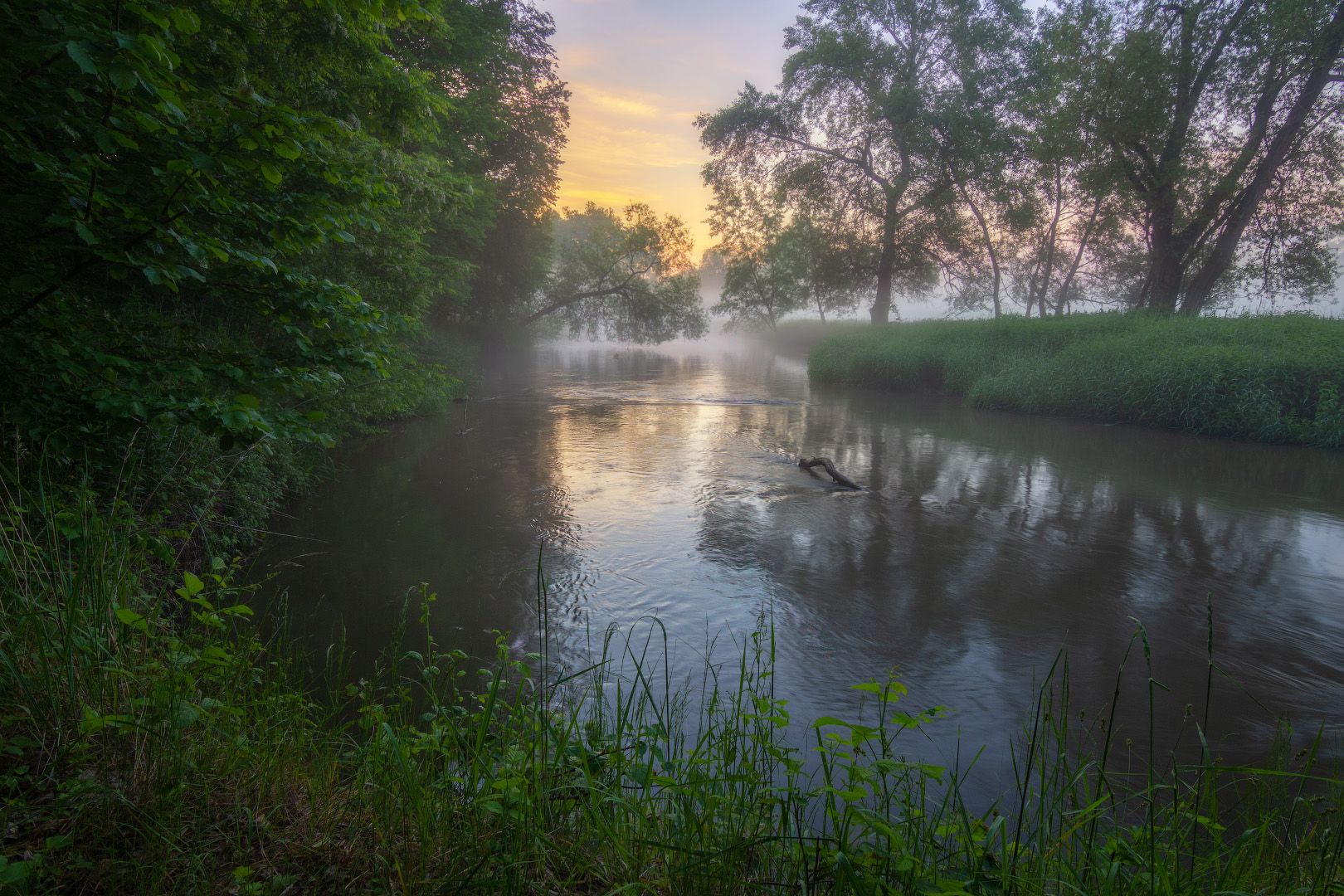 утро, рассвет, река, туман, morning, dawn, river, fog, Виктор Тулбанов