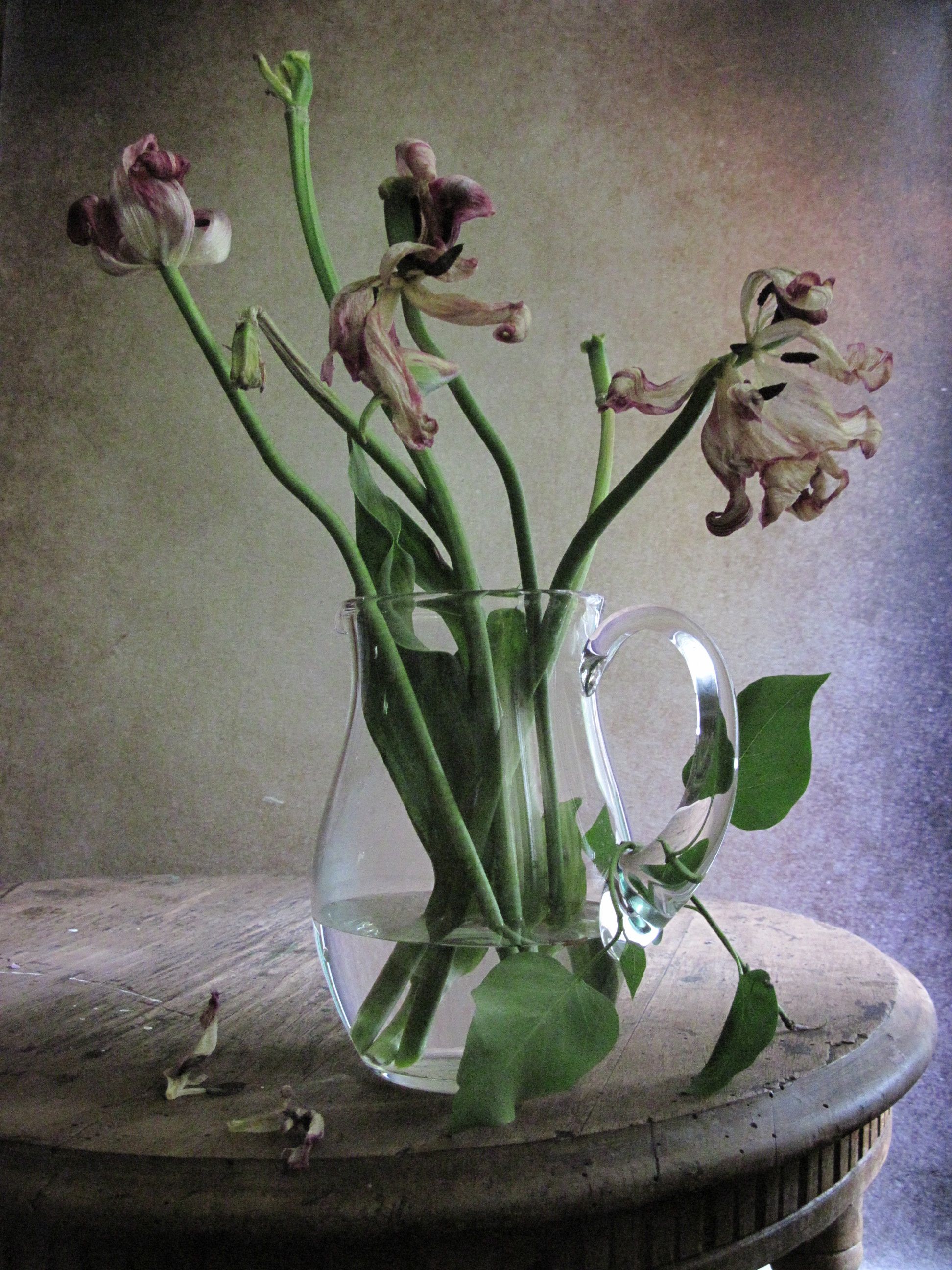 цветы, букет, тюльпаны, кувшин. стекло, Наталия Тихомирова