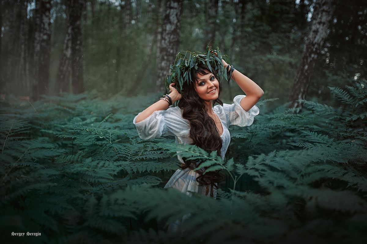 папоротник  красота  девушка  зеленый  модель  природа лето  лес  портрет  прогулка, Сергей Серёгин