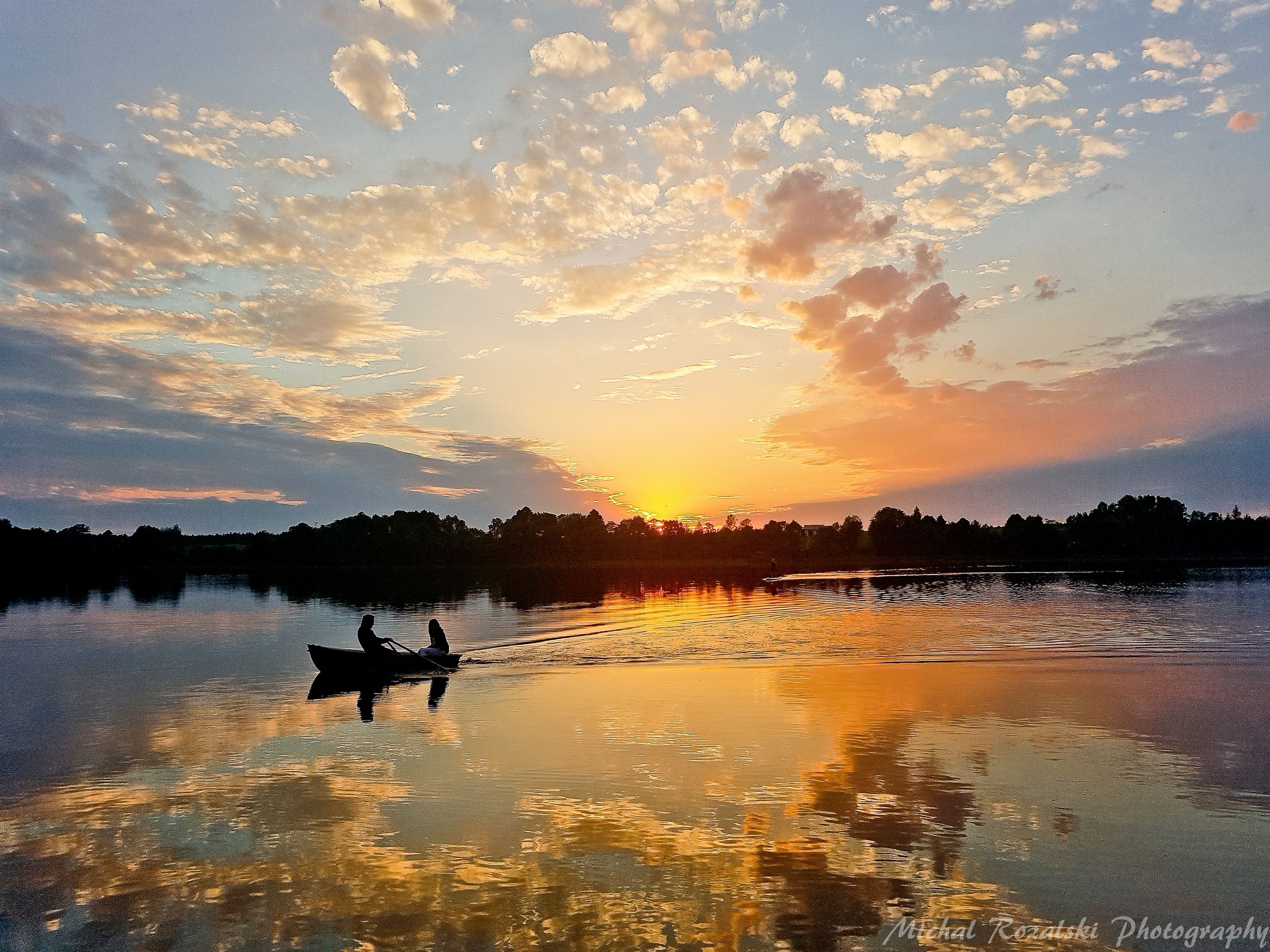 sunset, ,lake, ,boat, ,clouds, ,reflection, ,light, ,colors, ,summer, ,season, ,, Michal Rozalski