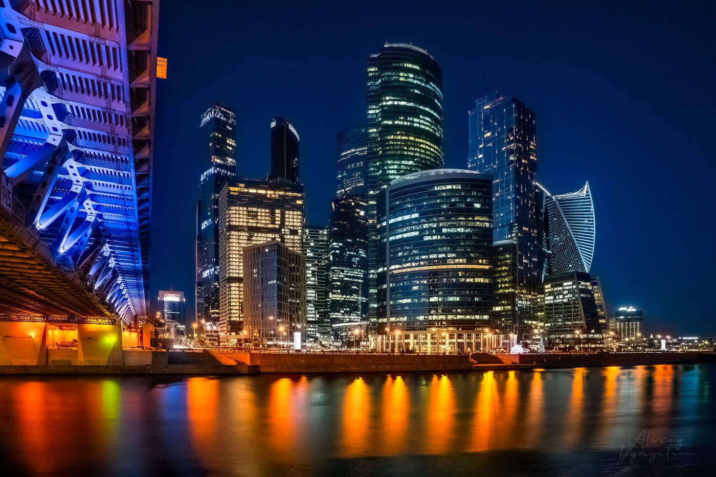 moscow, moscowcity, night, long exposure, lights, reflections, water, outdoor, urban, Алексей Вымятнин