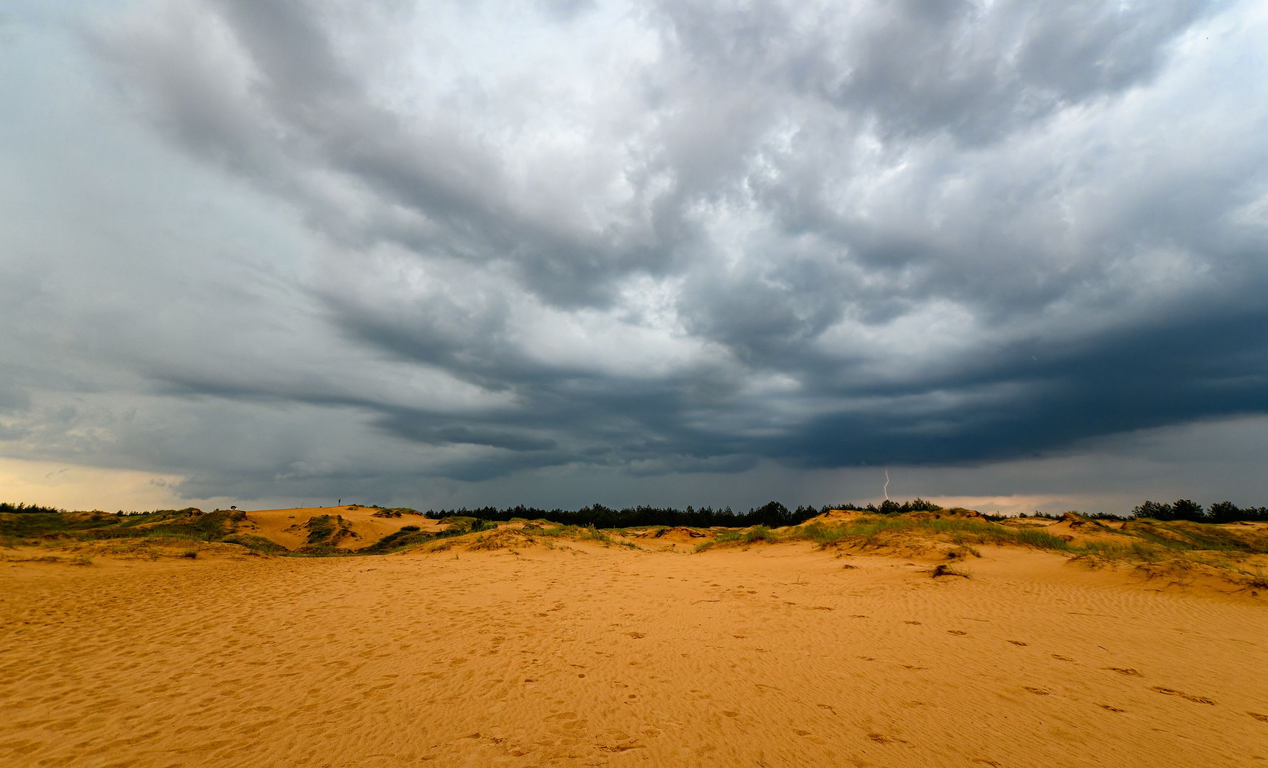 oleshky sands, lightning, sky, clouds, storm,  Mykhailo