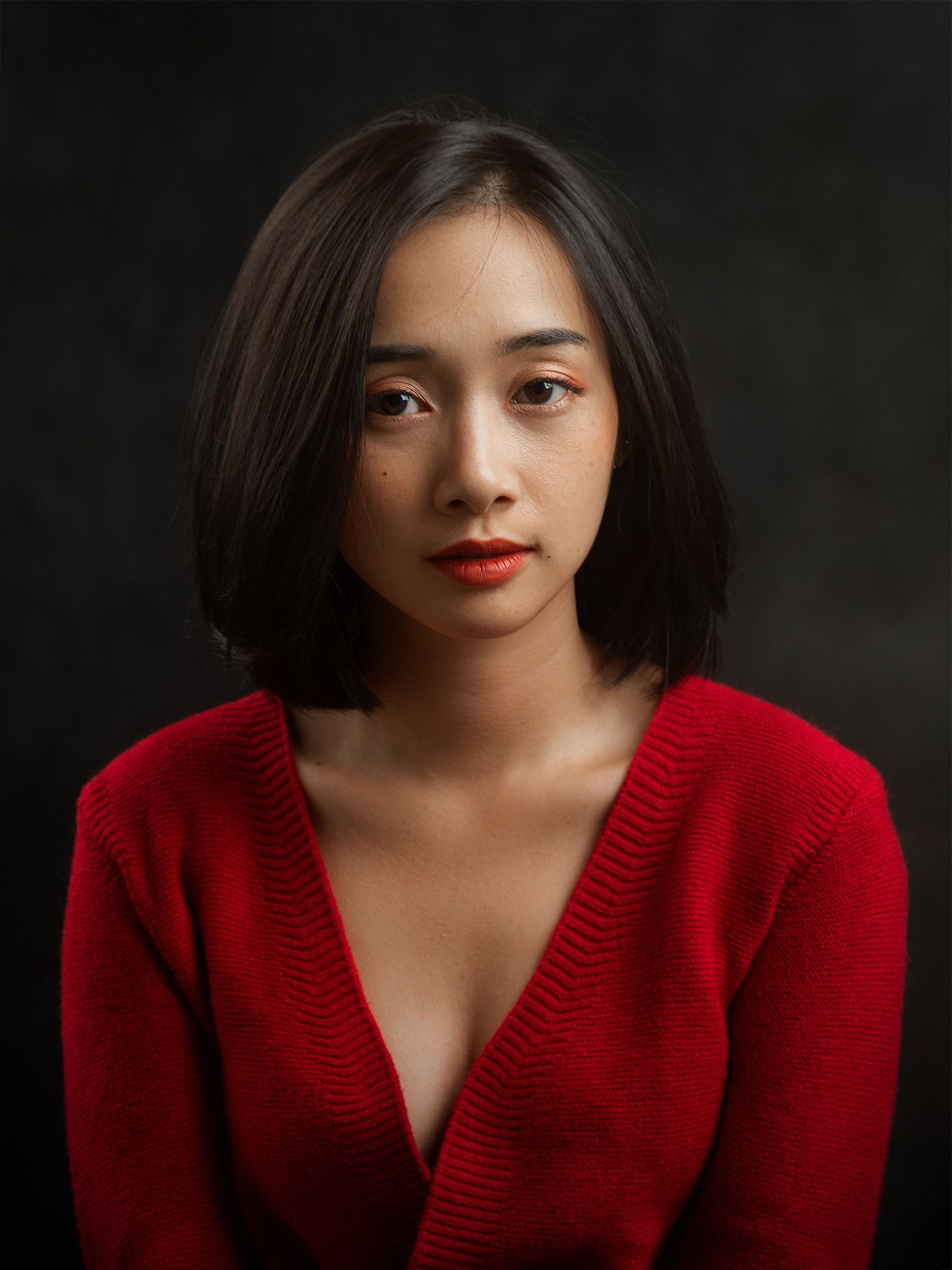 portrait, woman, female, beauty, face, red, vietnamese, asian, girl, lady, studio, Hoang Viet Nguyen