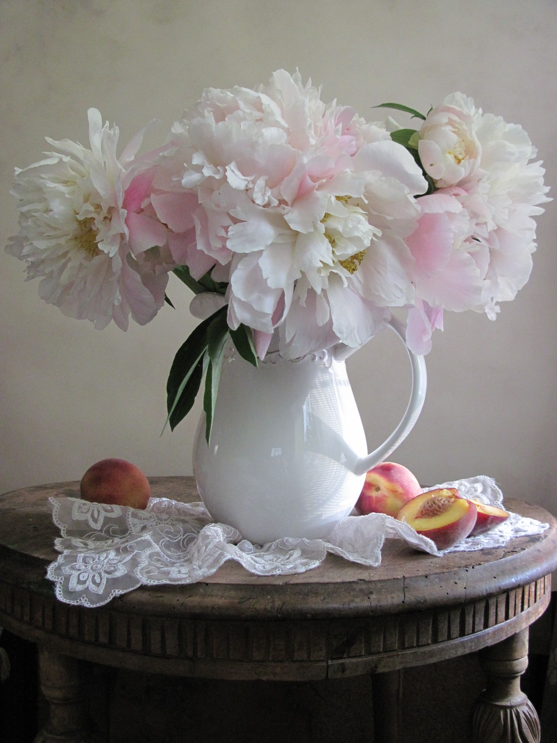 цветы, букет, пионы, персики, Наталия Тихомирова