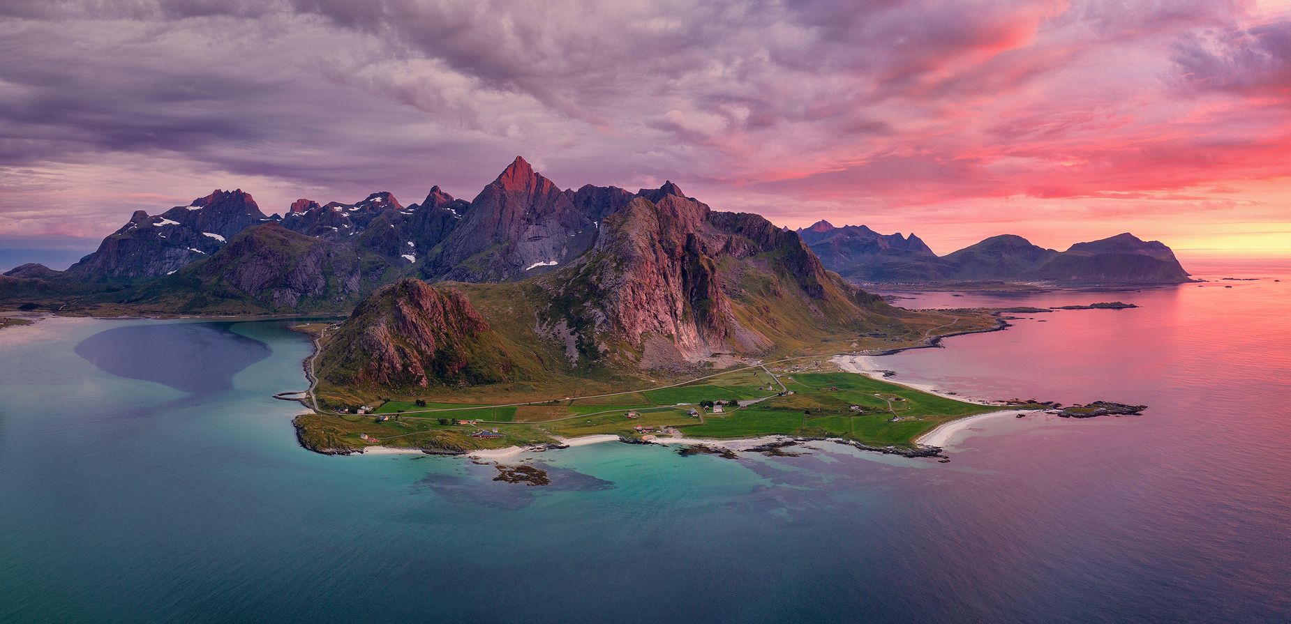 панорама, норвегия, лофотены, фьорд, лето, вечер, flakstadøya, остров, Евгений Матюшенков