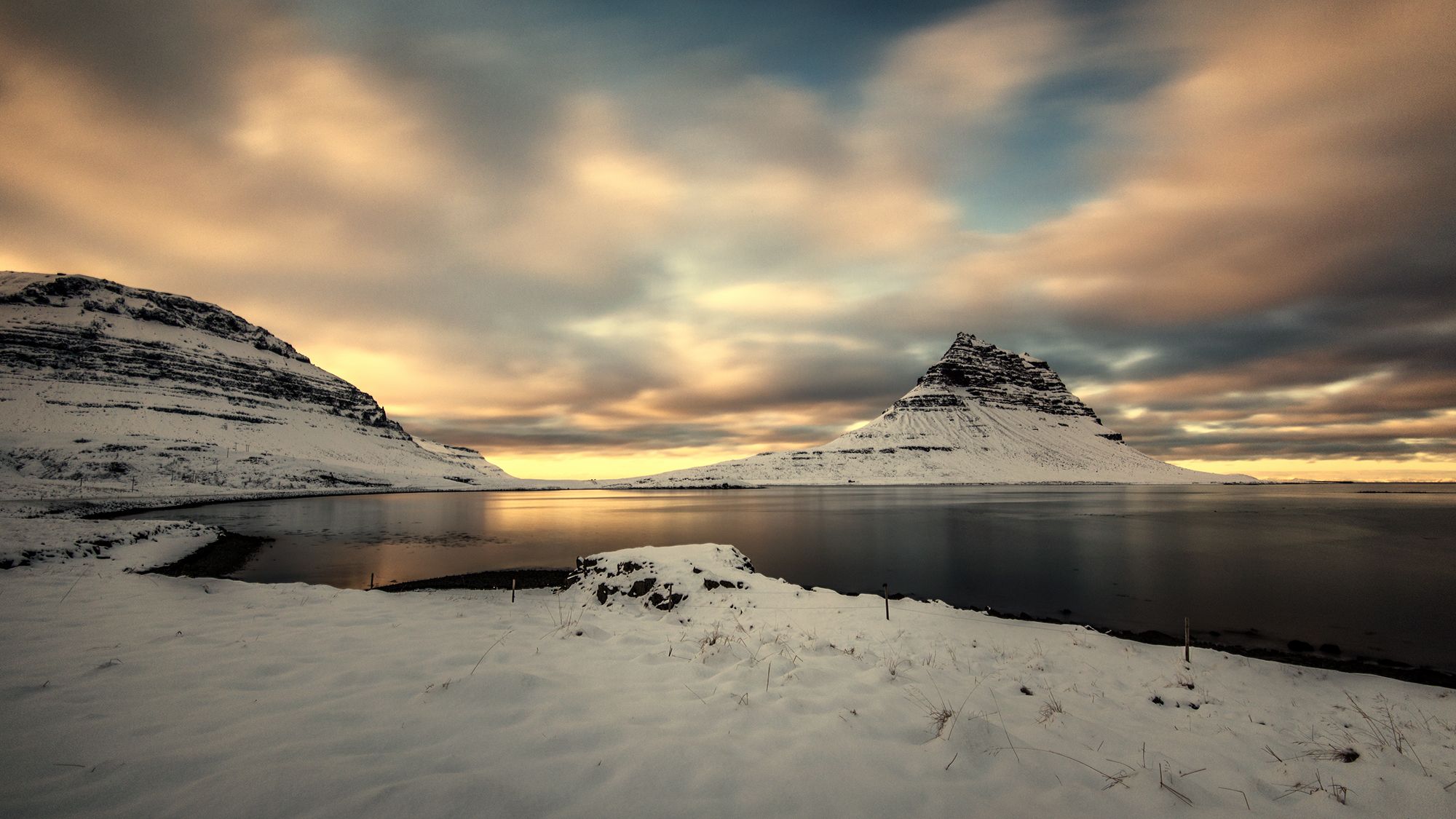 landscape, nature, mountain, sky, clouds, sun, iceland, water,, Csépe Róbert