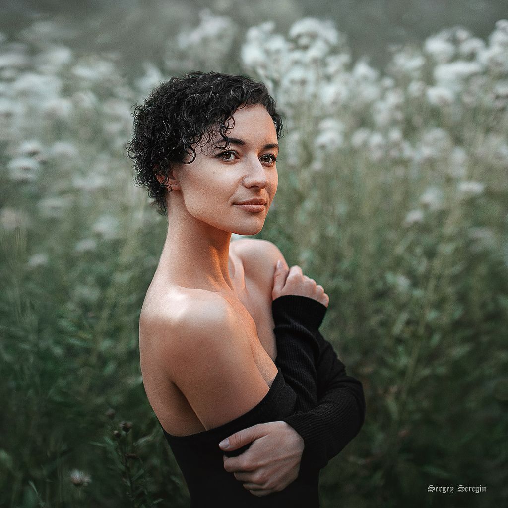 девушка портрет поле свет кудри, Сергей Серёгин