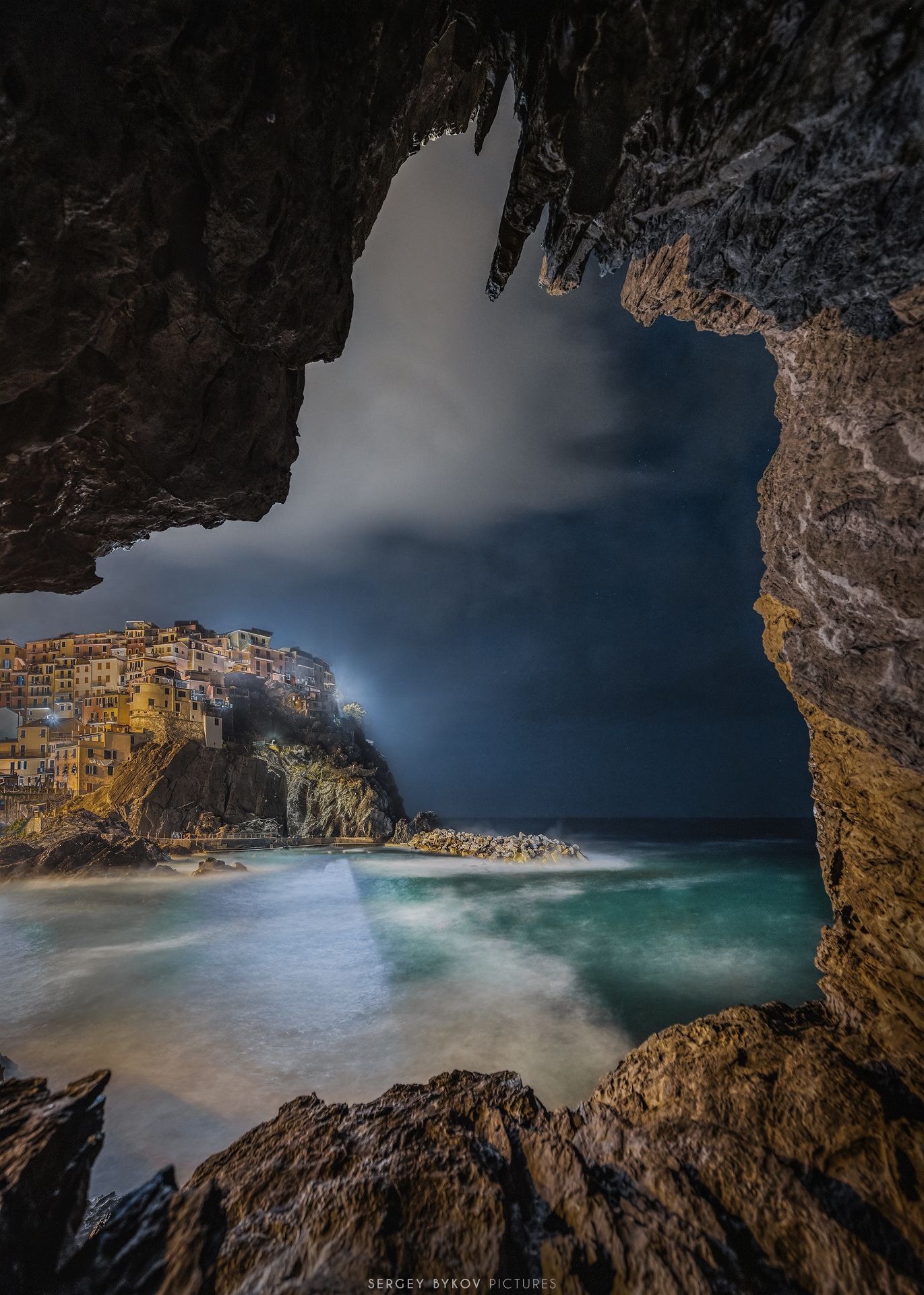 Manarola, Liguria, Italya, mare, notte, Сергей Быков