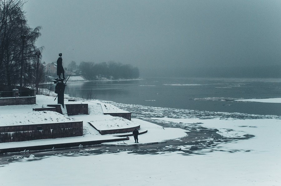 Day, Nikon, Nikon D90, Russia, Saint-Petersburg, Spb, Trees, Water, Winter, Александр Невский, Вода, День, Деревья, Зима, Памятник, Россия, Рыбак, Санкт-петербург, Усть-Ижора, Рустем Галямов