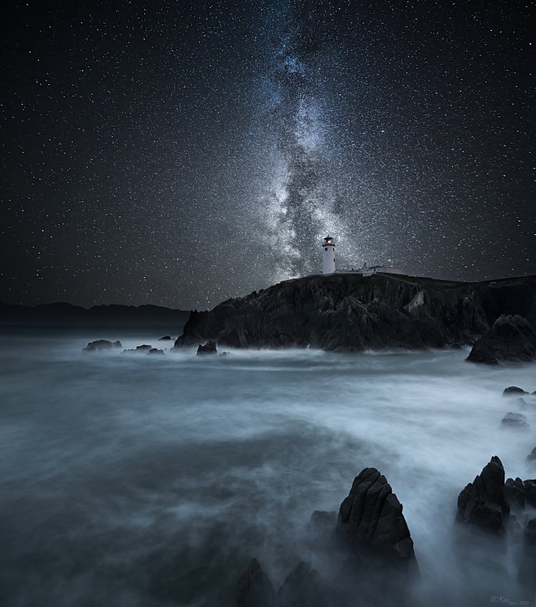 Astrophotography, Atlantic Ocean, Co. Donegal, Ireland, Lighthouse, Long exposure, Milky way, Night, Night sky, Rocks, Stars, Marius Kasteckas