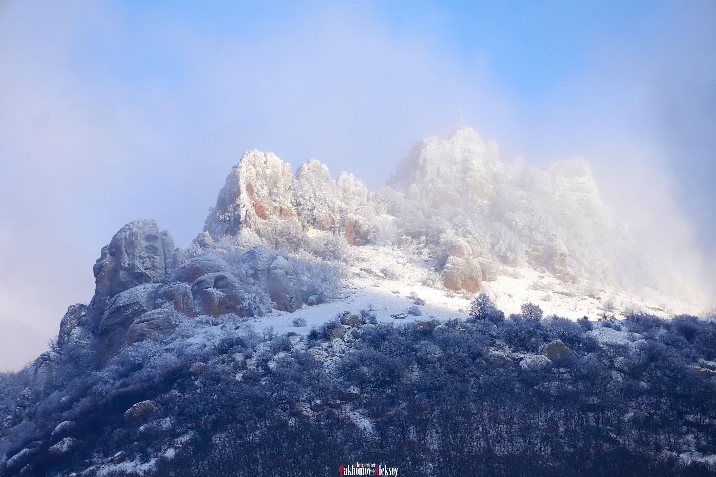 landscape, winter, mountain, color, nature, snow, Russia, Crimea, Aleksey Pakhomov