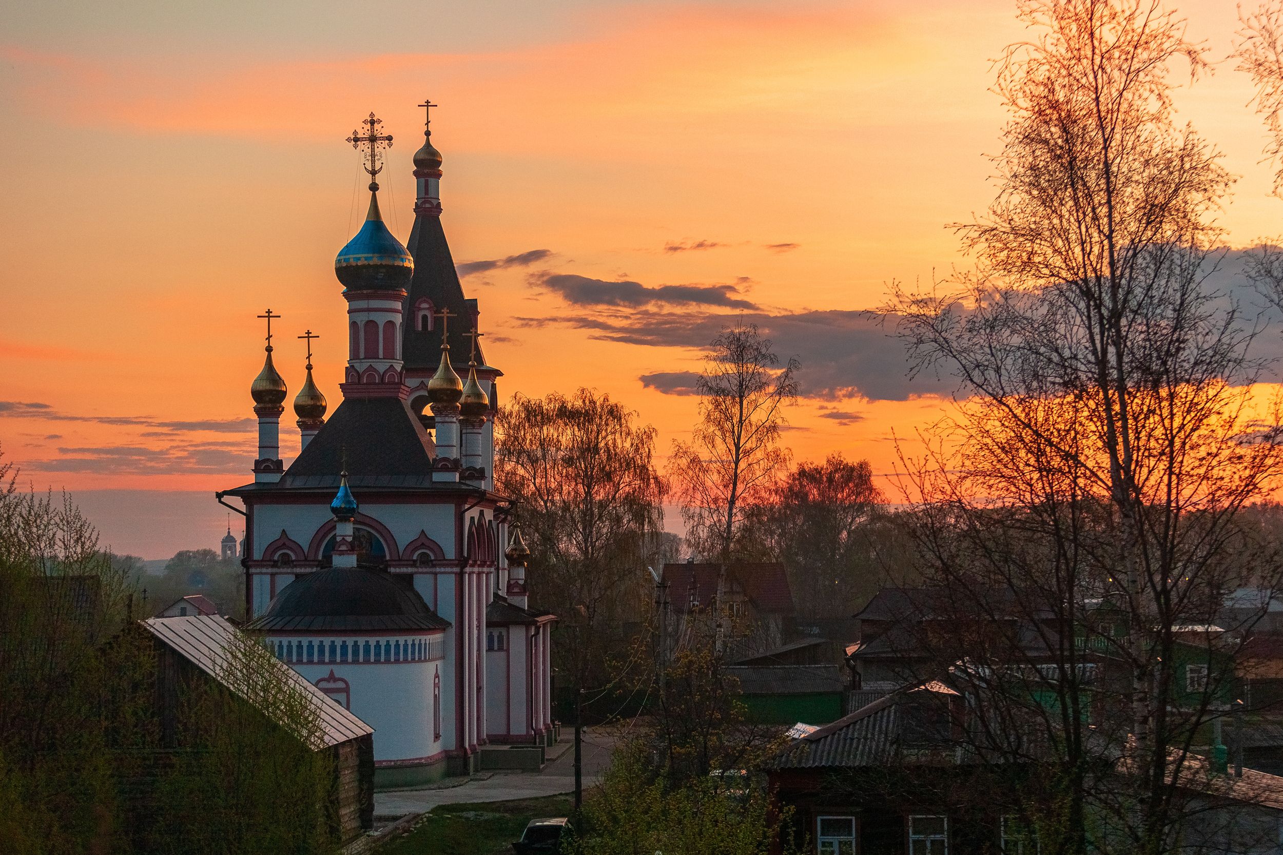 город, вечер, закат, небо, церковь, Александр Игнатьев