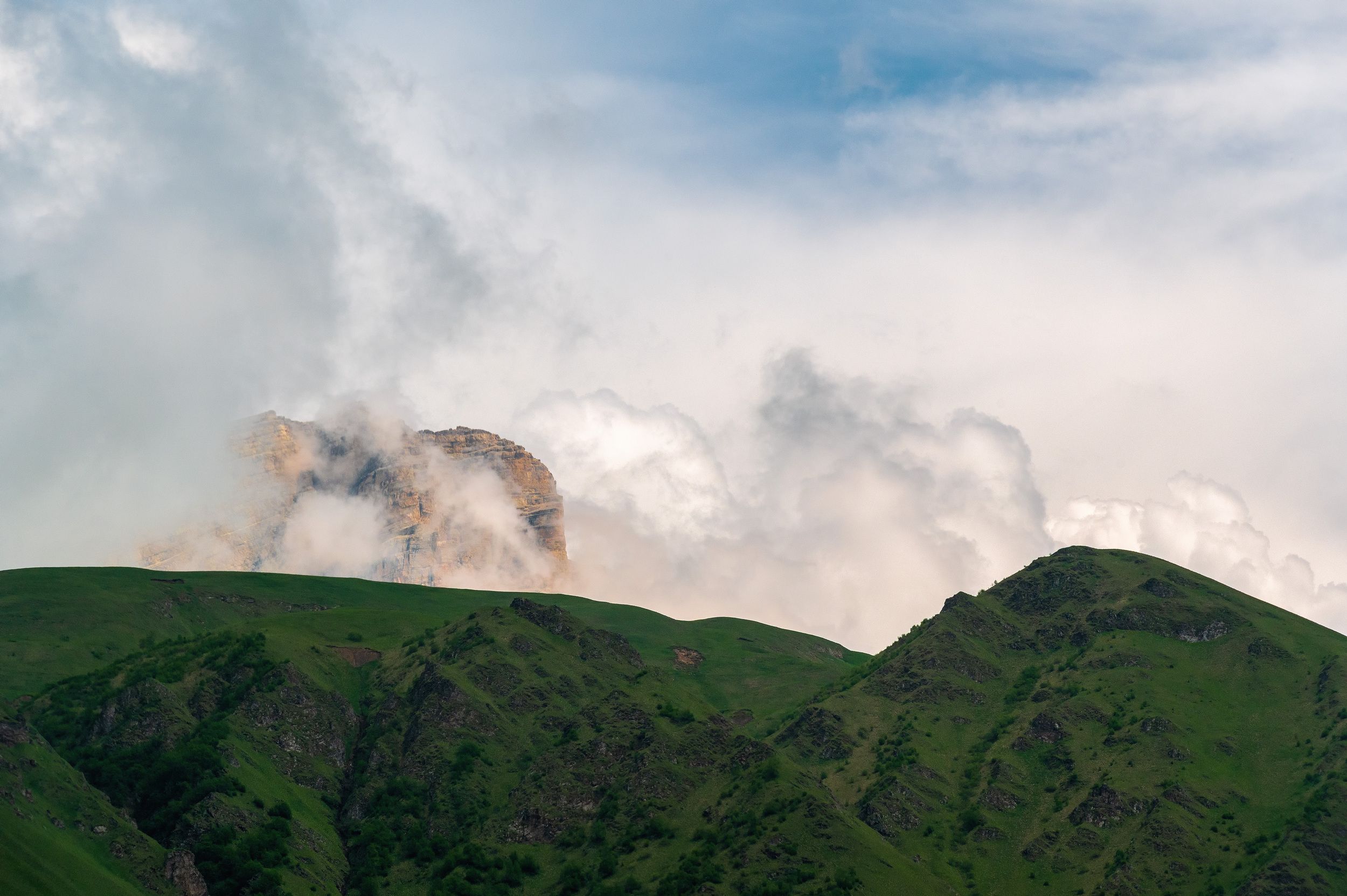 mountains sky clouds plateau rage landscape  rock caucasus, Егор Бугримов