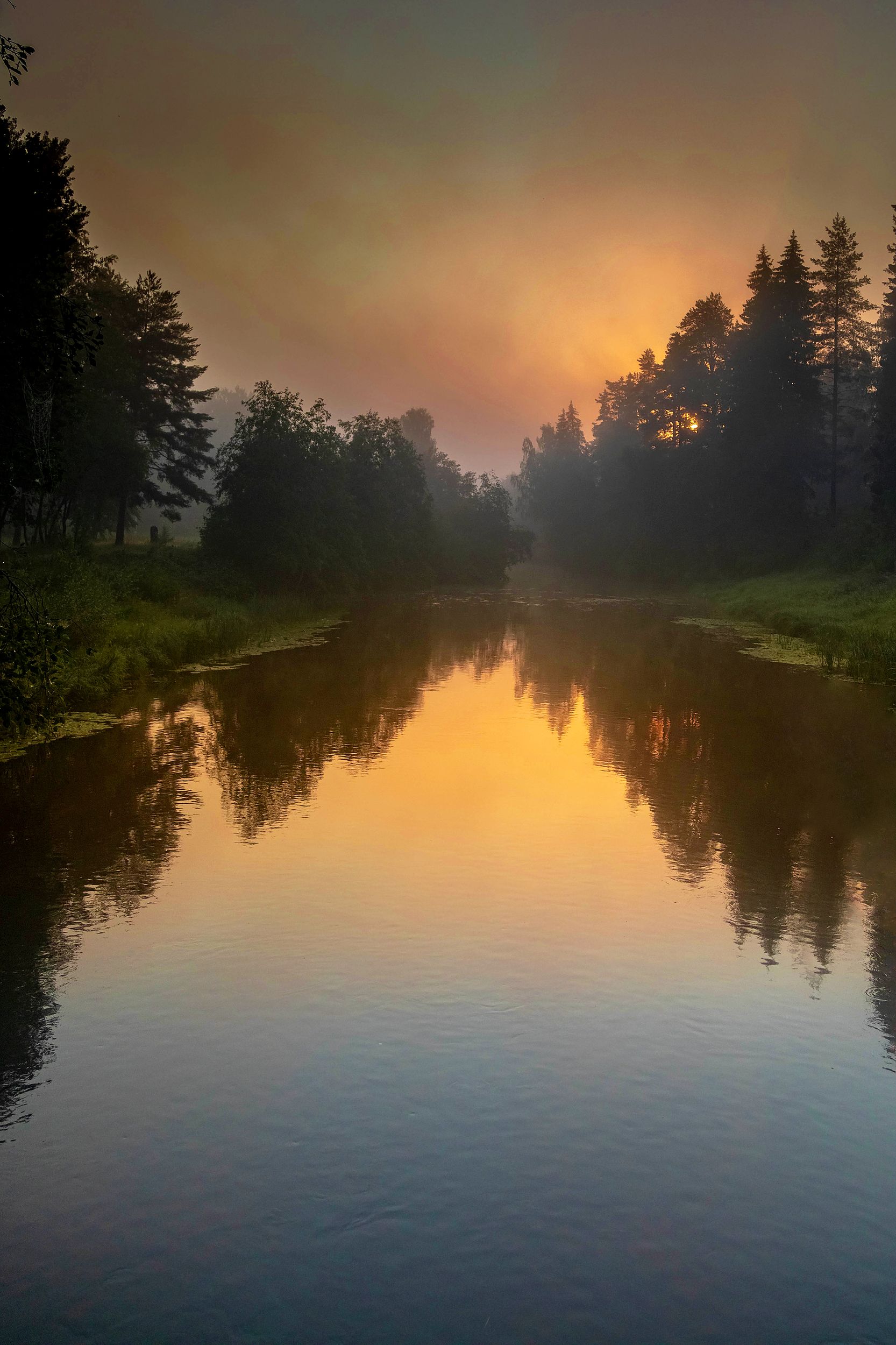 пейзаж, природа, утро, рассвет, река, небо, Александр Игнатьев