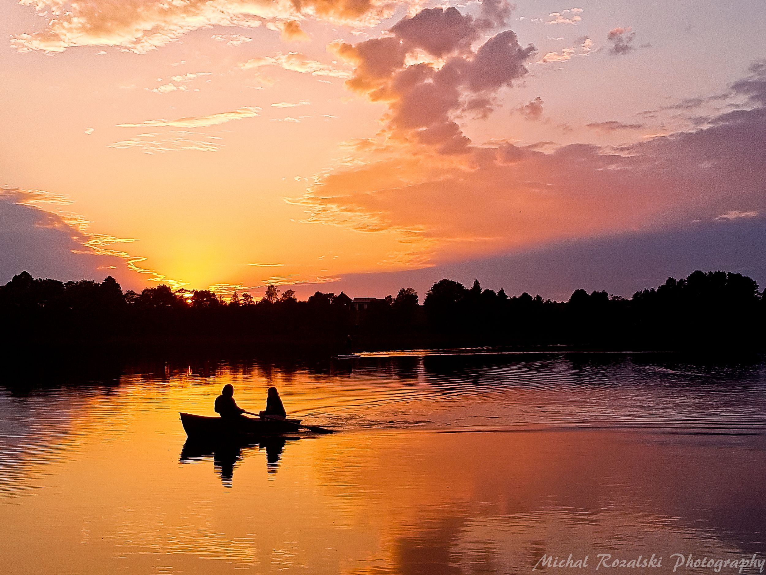 sunset, ,lake, ,boat, ,clouds, ,reflection, ,light, ,colors, ,summer, ,season, ,, Michal Rozalski