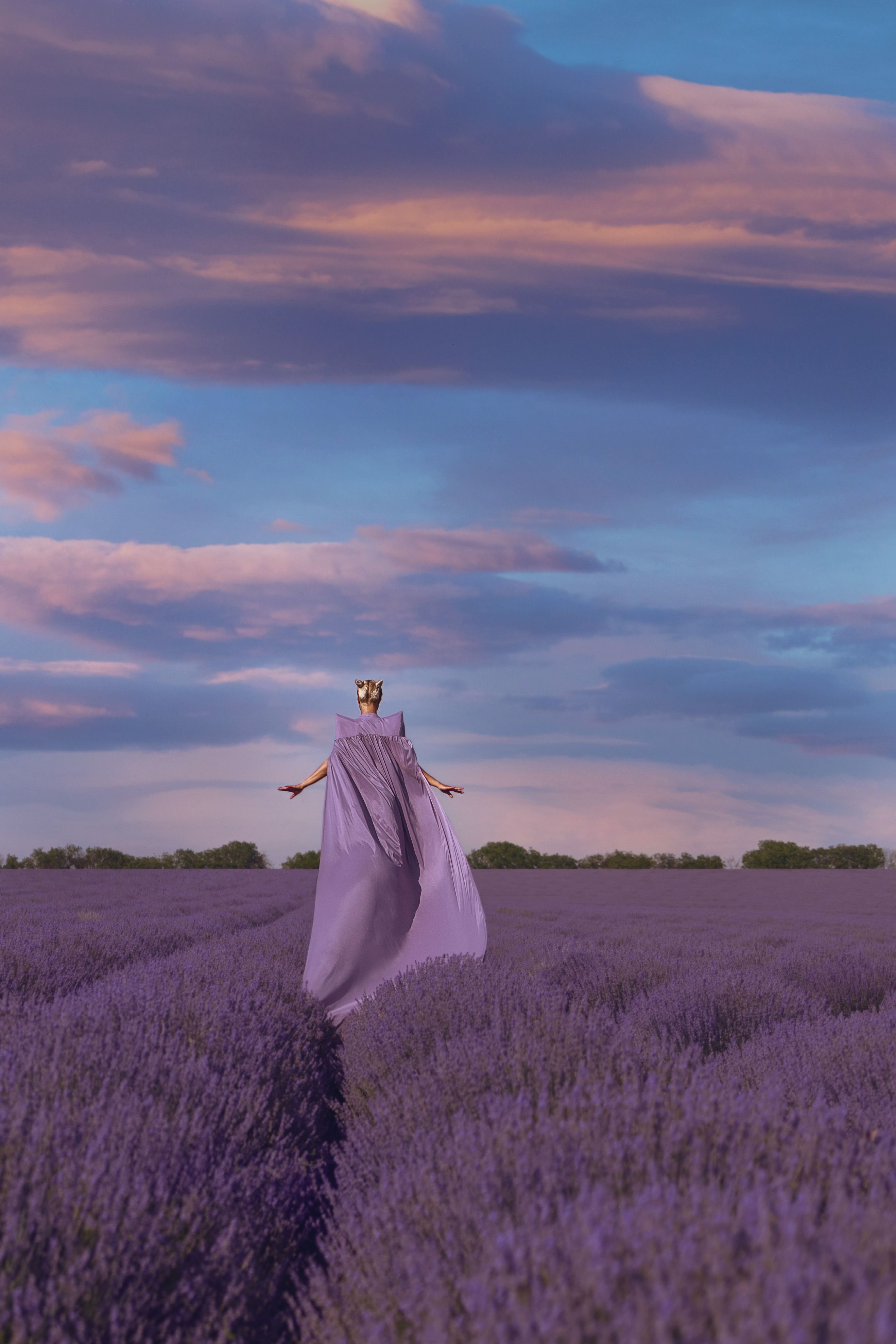 лаванда, поле, фиолетовый цвет, платье, сказка, фотография, Диана Боднаренко