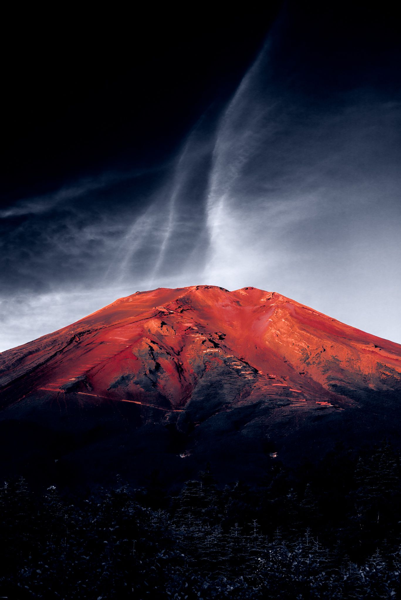 Fuji,mountain,red,cloud,Japan, Takashi