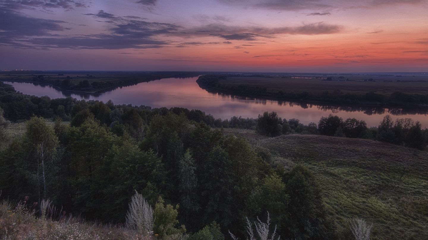 ночь,слияние рек, блики заката., Анатолий Салтыков