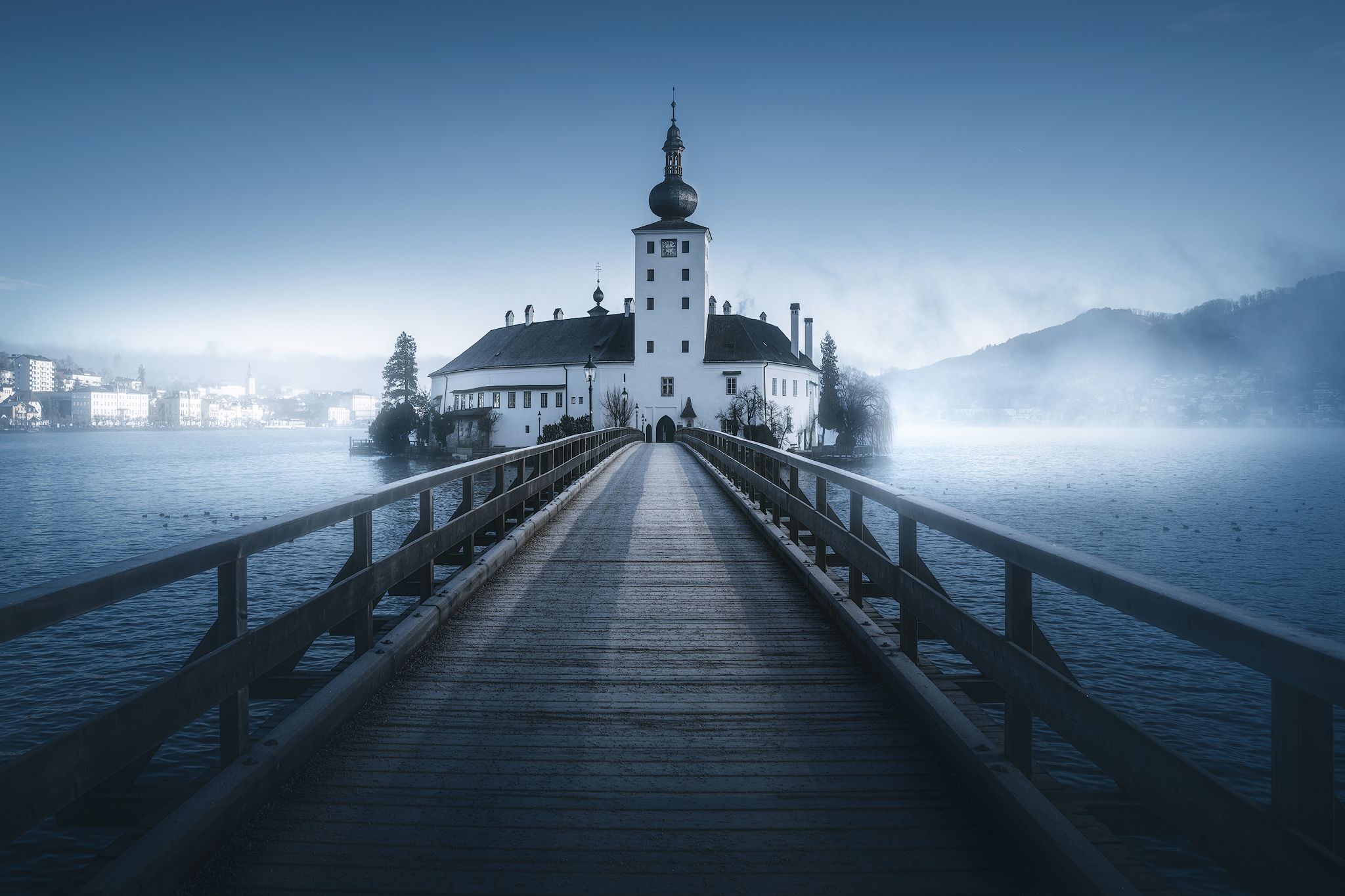 austria, church, lake, foggy, moody, Remo Daut